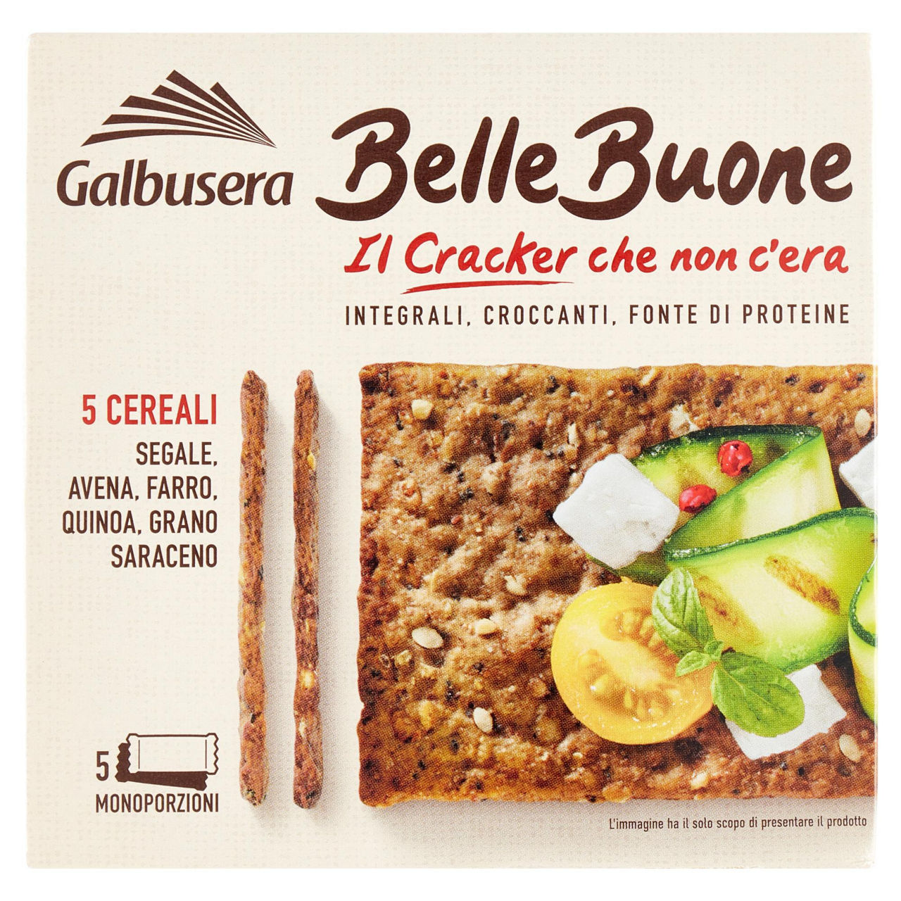 Crackers integrali ai 5 cereali 5 monoporzioni 200 gr - Immagine 01