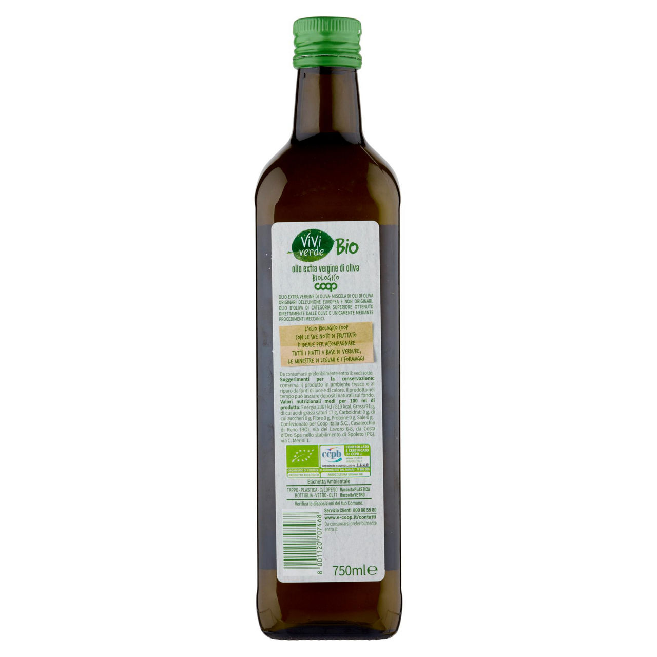 Olio extravergine di oliva biologico ue-non ue vivi verde ml750 - Immagine 51