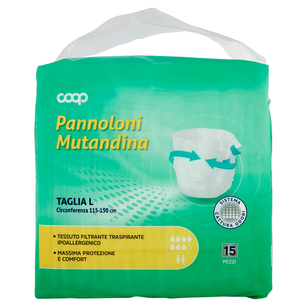 Assorbenti per incontinenza coop mutandina misura grande busta pz 15