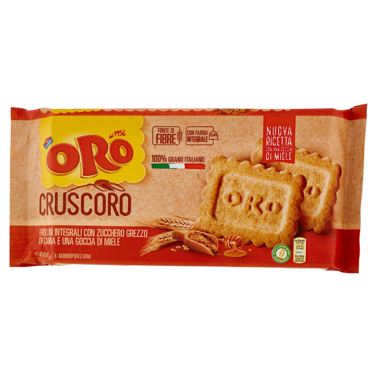 Biscotti integrali con zucchero grezzo di canna e miele 400 gr - Immagine 01