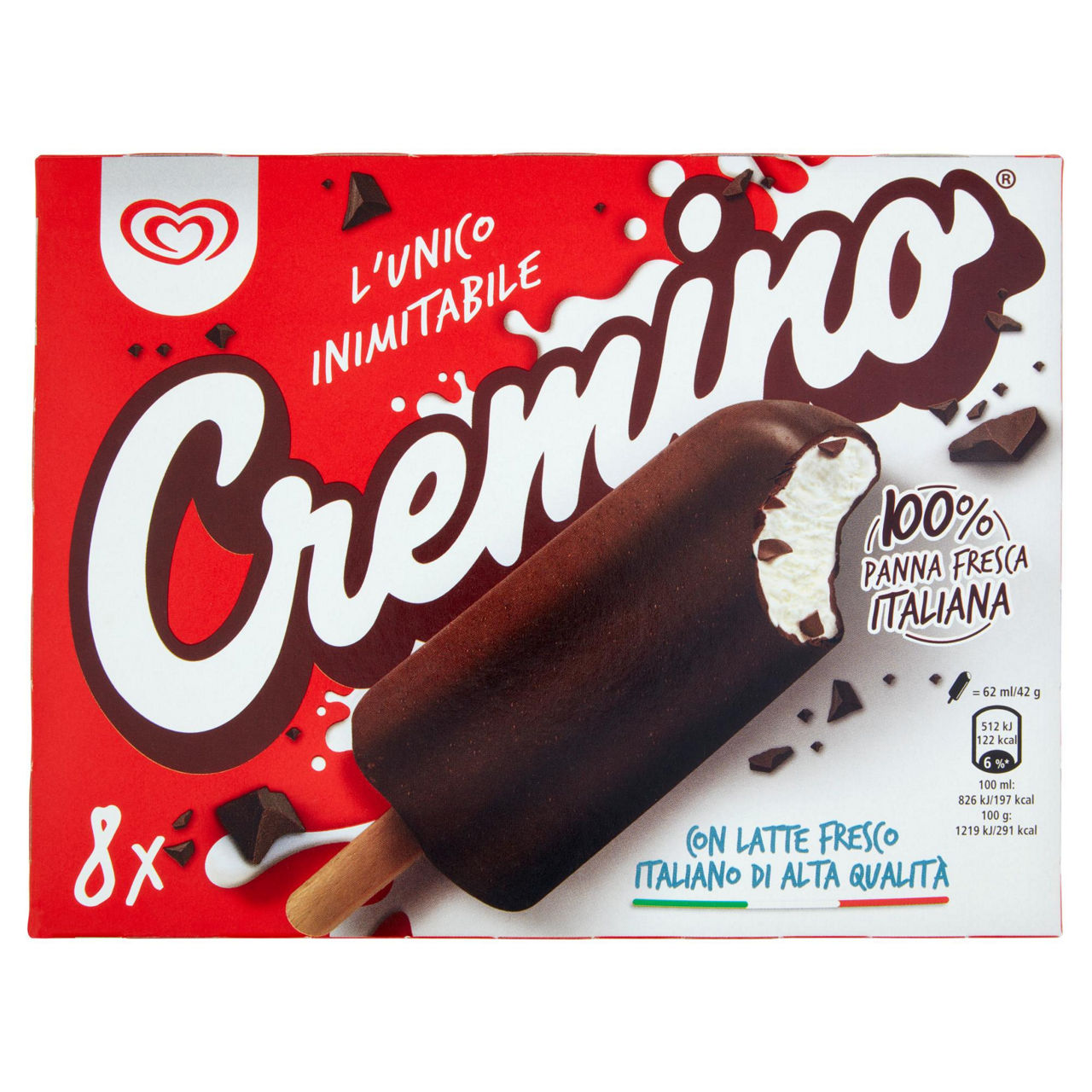 Stecco gelato alla panna con copertura di cioccolato 8 pz 336 gr - Immagine 01