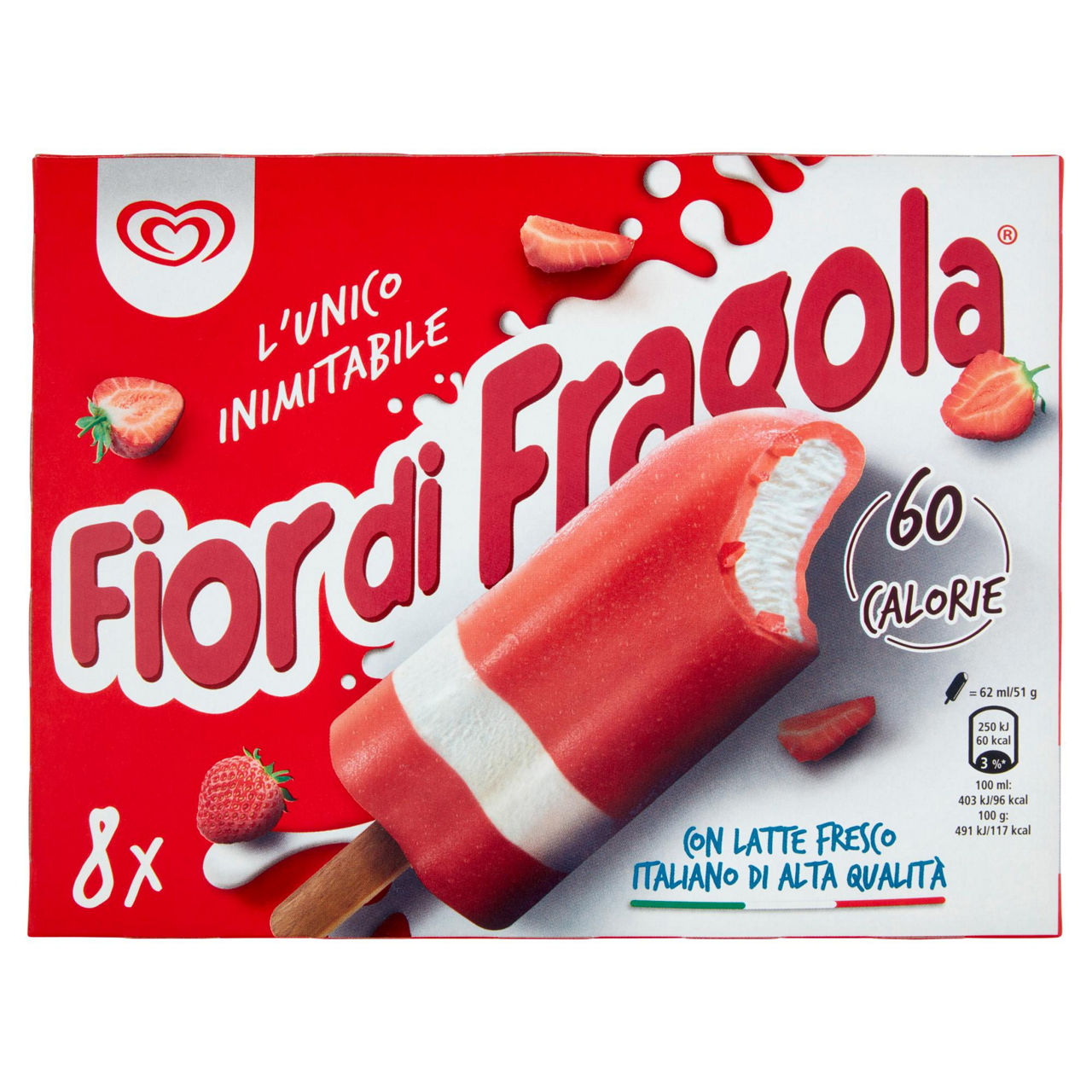 Stecco gelato gusto fior di fragola 8 pz 408 gr - Immagine 01