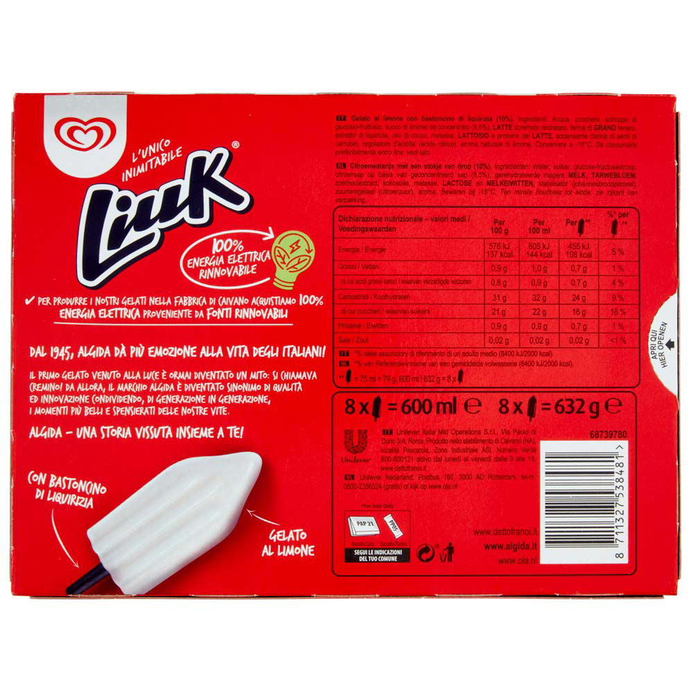 Immagine 3 di 11 del prodotto Ghiacciolo al limone con stecco di liquirizia 8 pz 632 gr