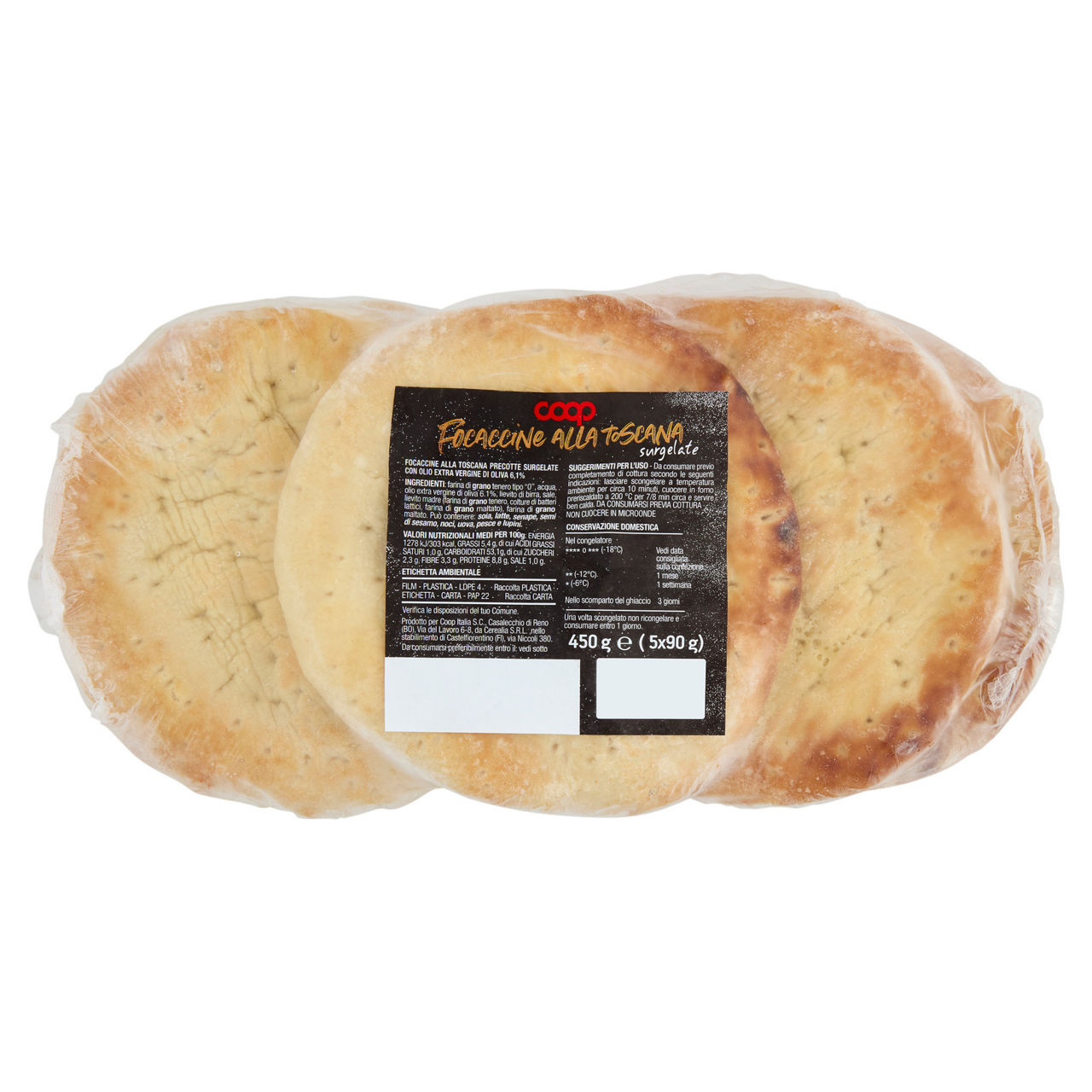 Focaccine alla Toscana precotte surgelate 450 gr