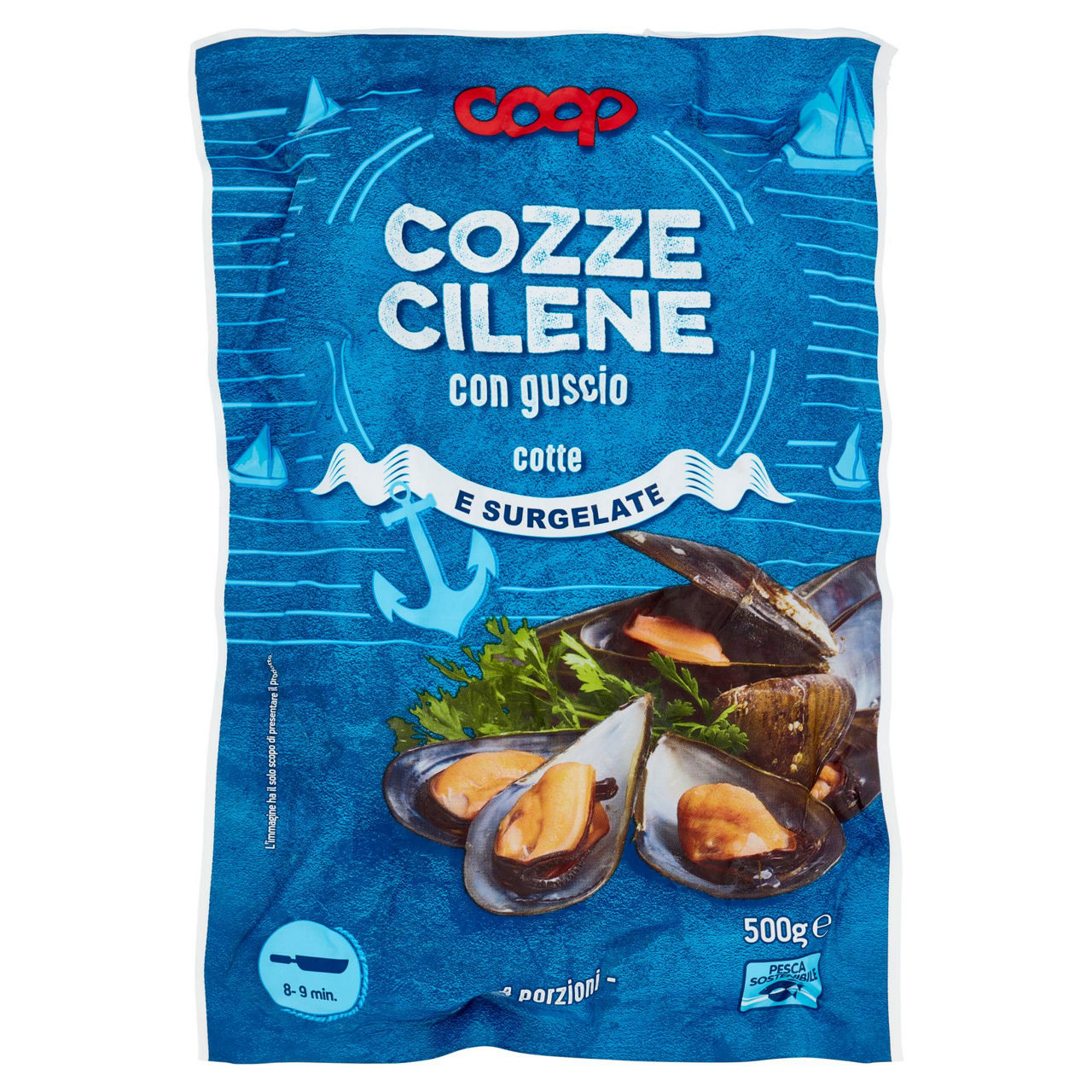 Cozze cilene con guscio cotte e surgelate 500 gr