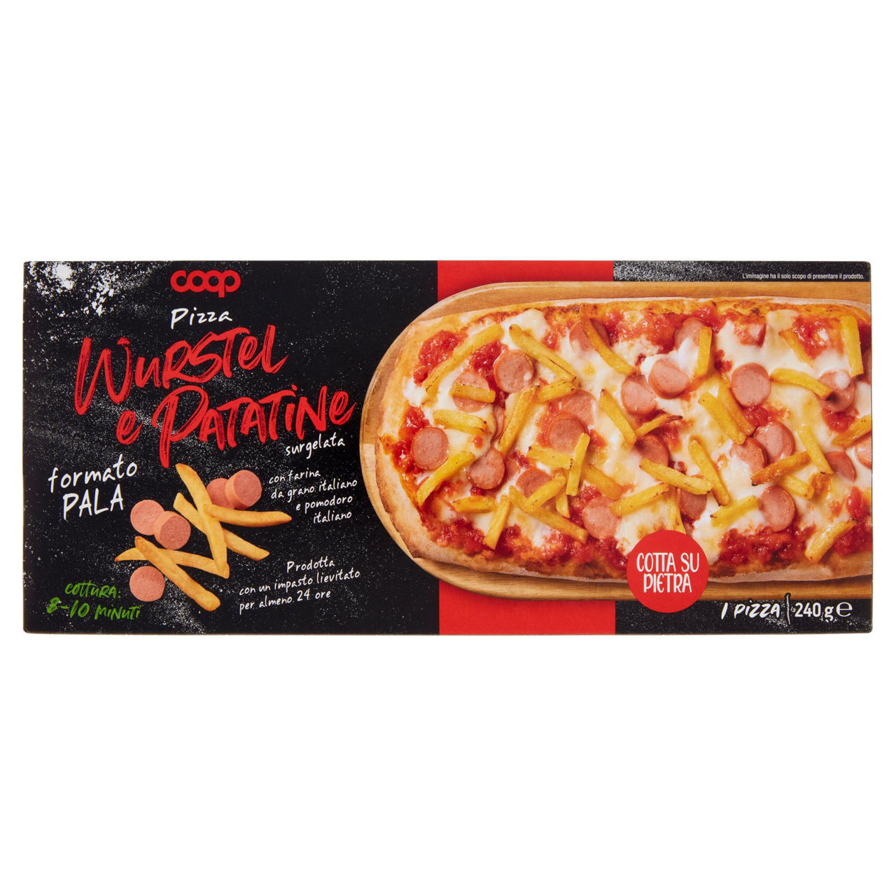 Pizza con würstel e patatine formato pala 240 gr - Immagine 01