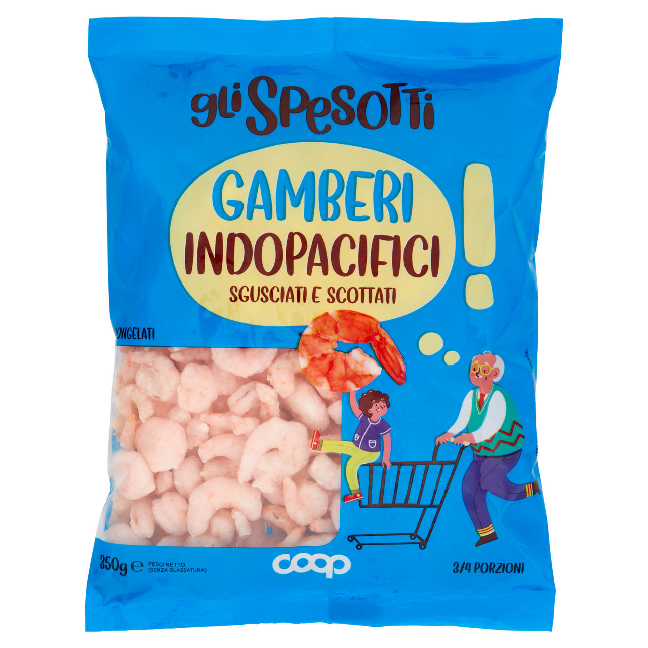 Gamberi Indopacifici sgusciati scottati e congelati 350 gr