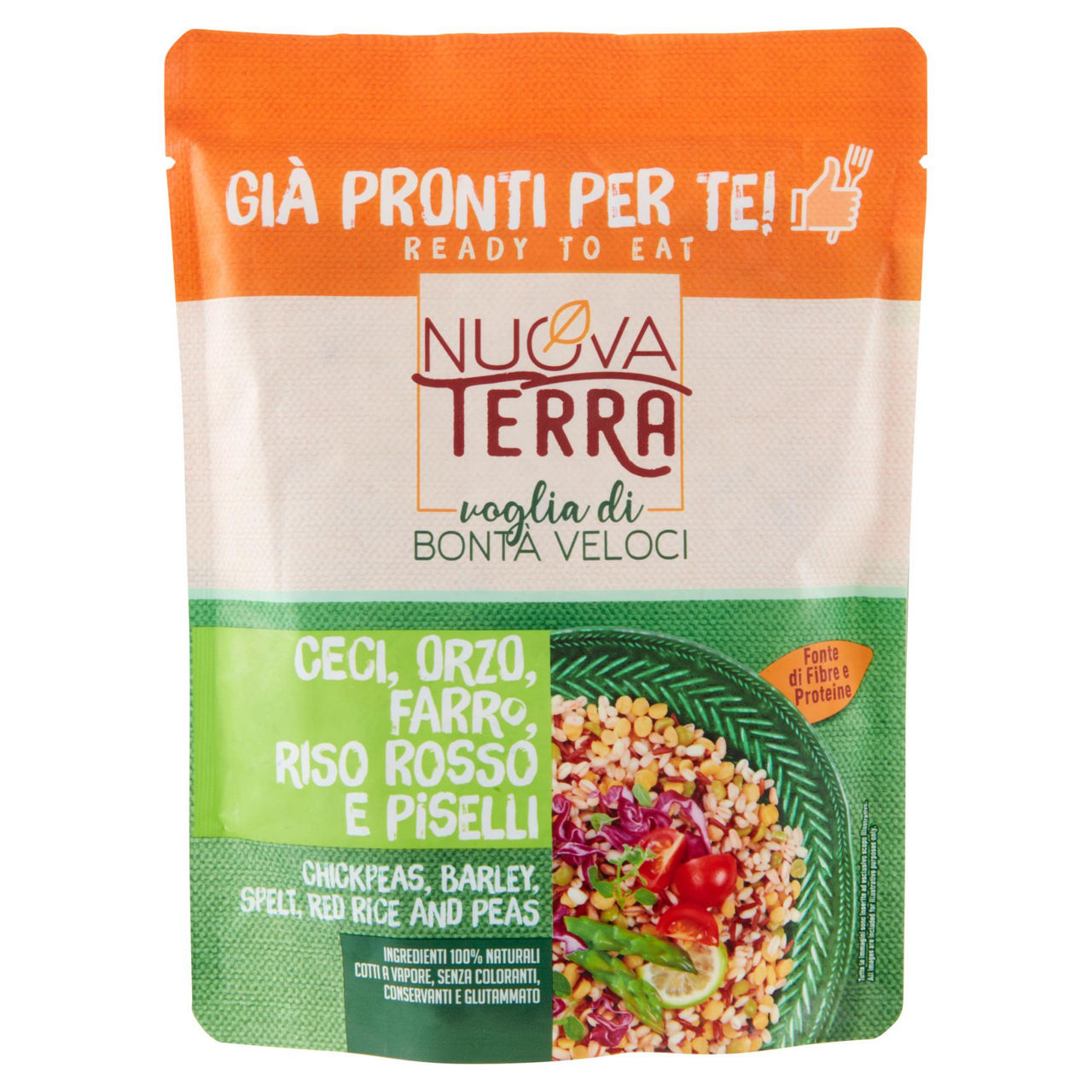 Mix di ceci orzo farro riso rosso e piselli cotti al vapore 250 gr