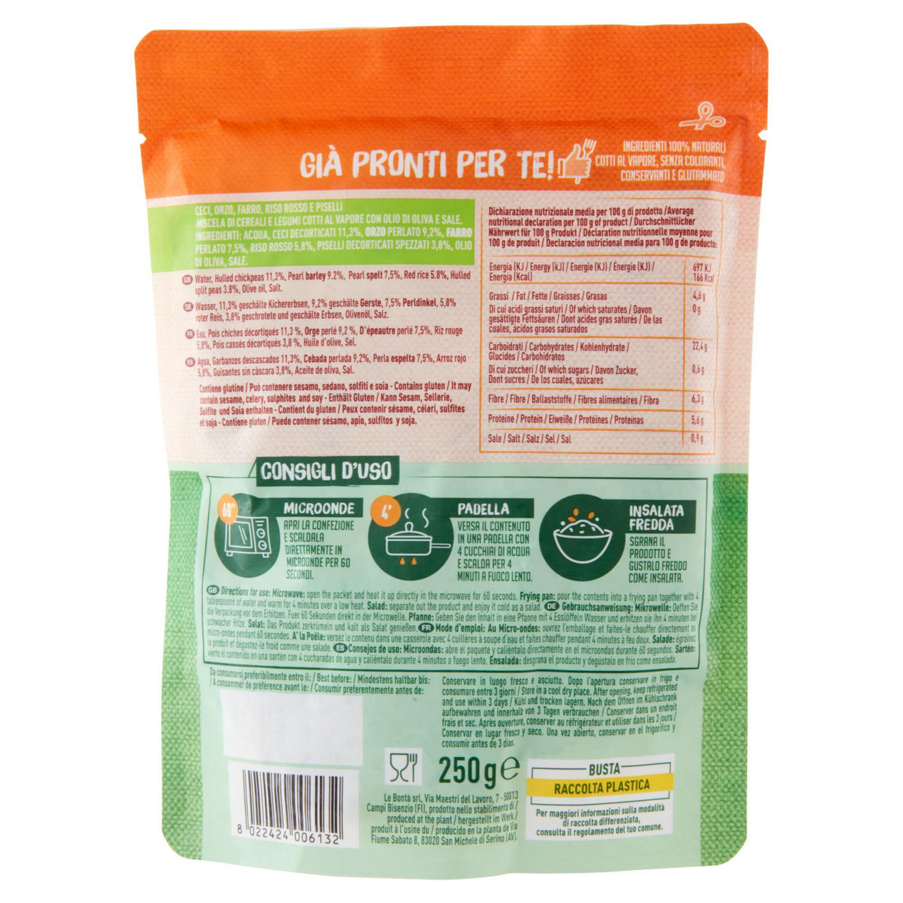 Mix di ceci orzo farro riso rosso e piselli cotti al vapore 250 gr - Immagine 41