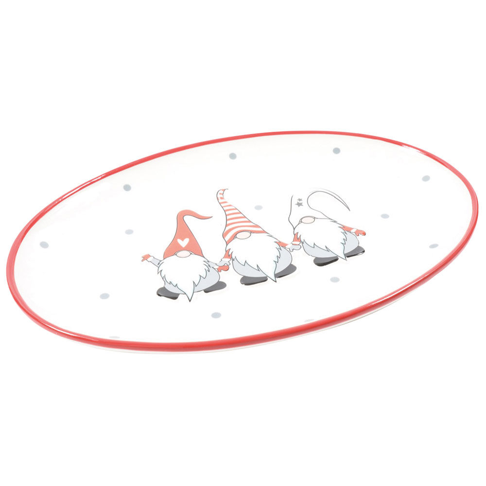 Piatto ovale in ceramica con gnomi