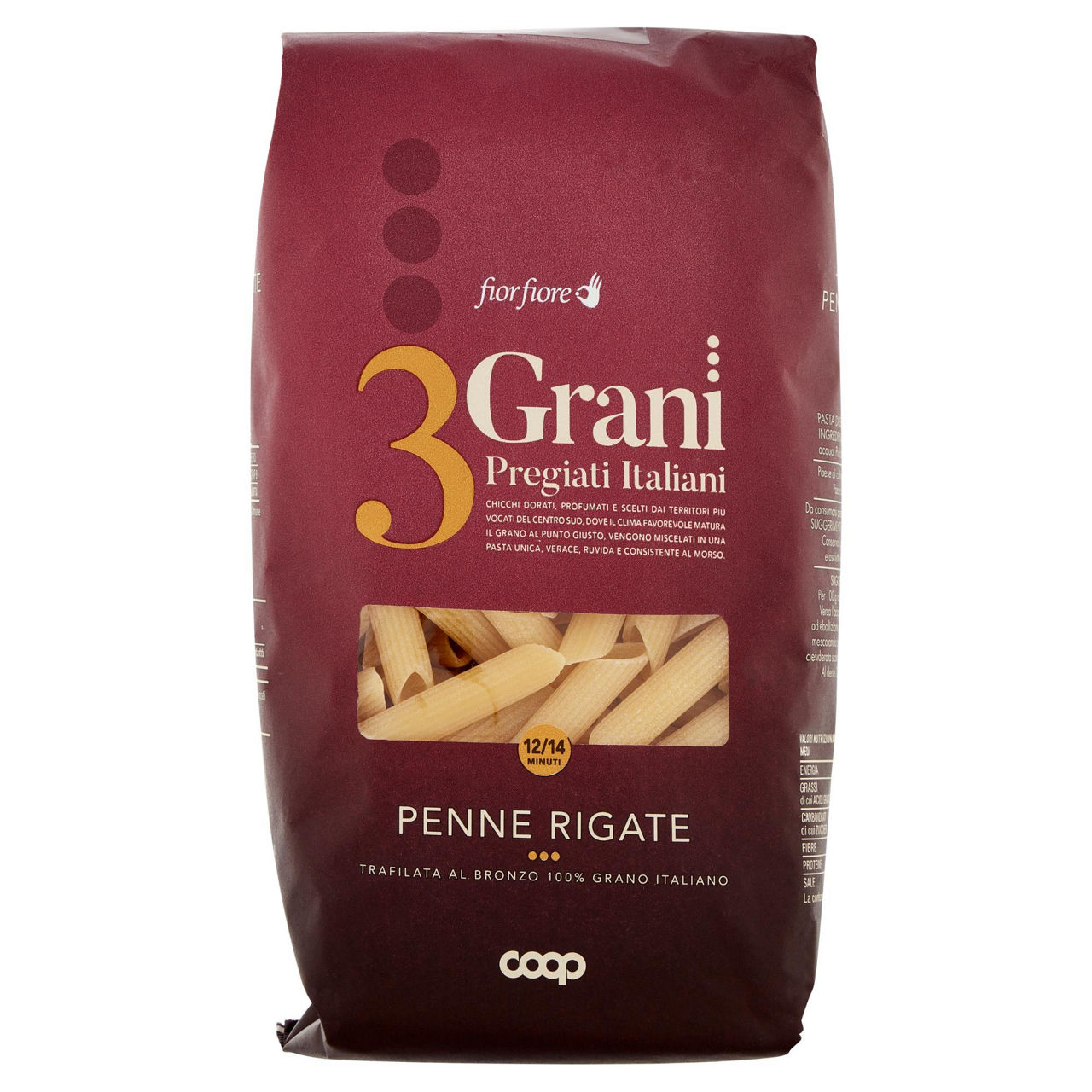 Penne rigate pasta di semola di grano duro 3 Grani Pregiati Italiani 500 gr - Immagine 01