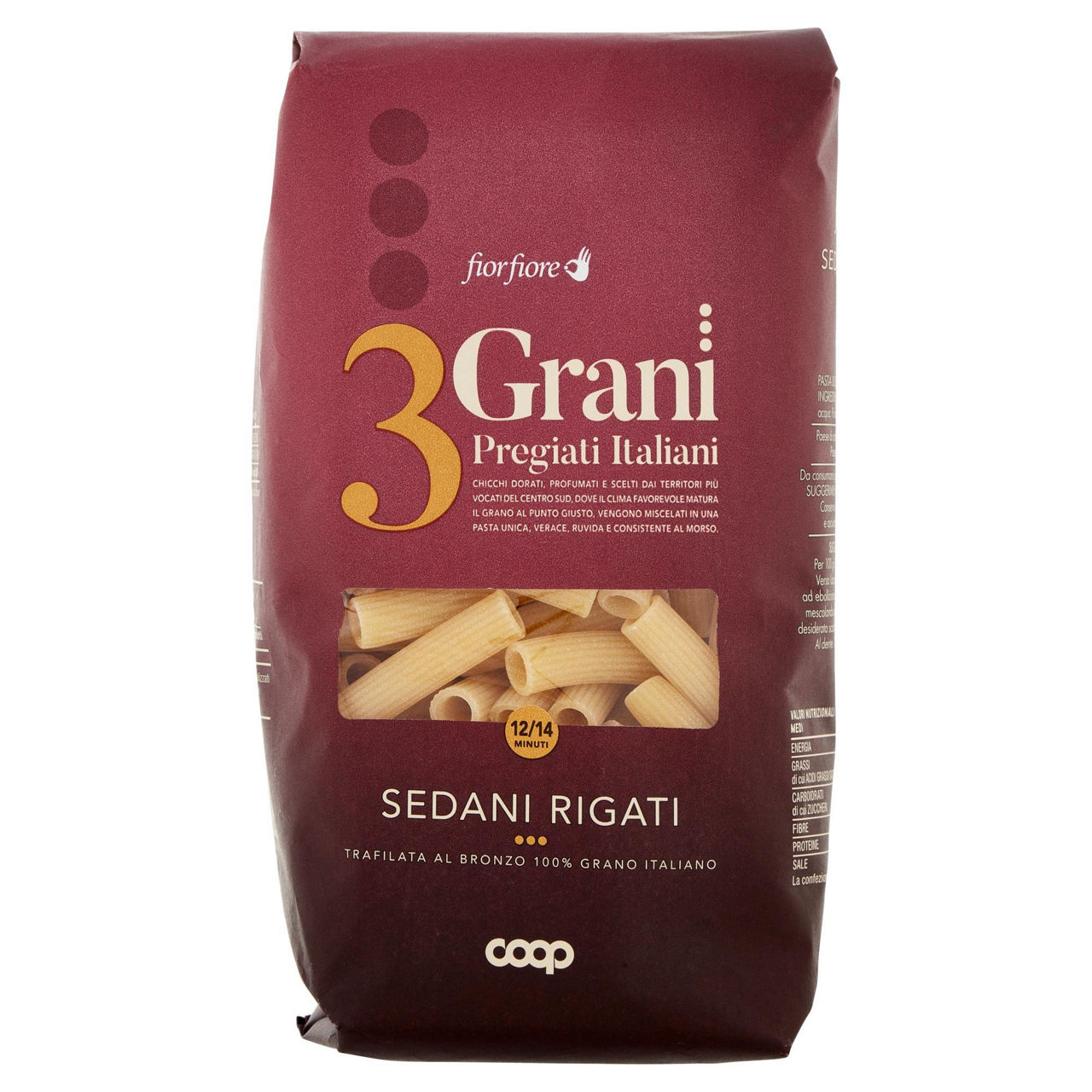 Sedani rigati pasta di semola di grano duro 3 Grani Pregiati Italiani 500 gr - Immagine 01
