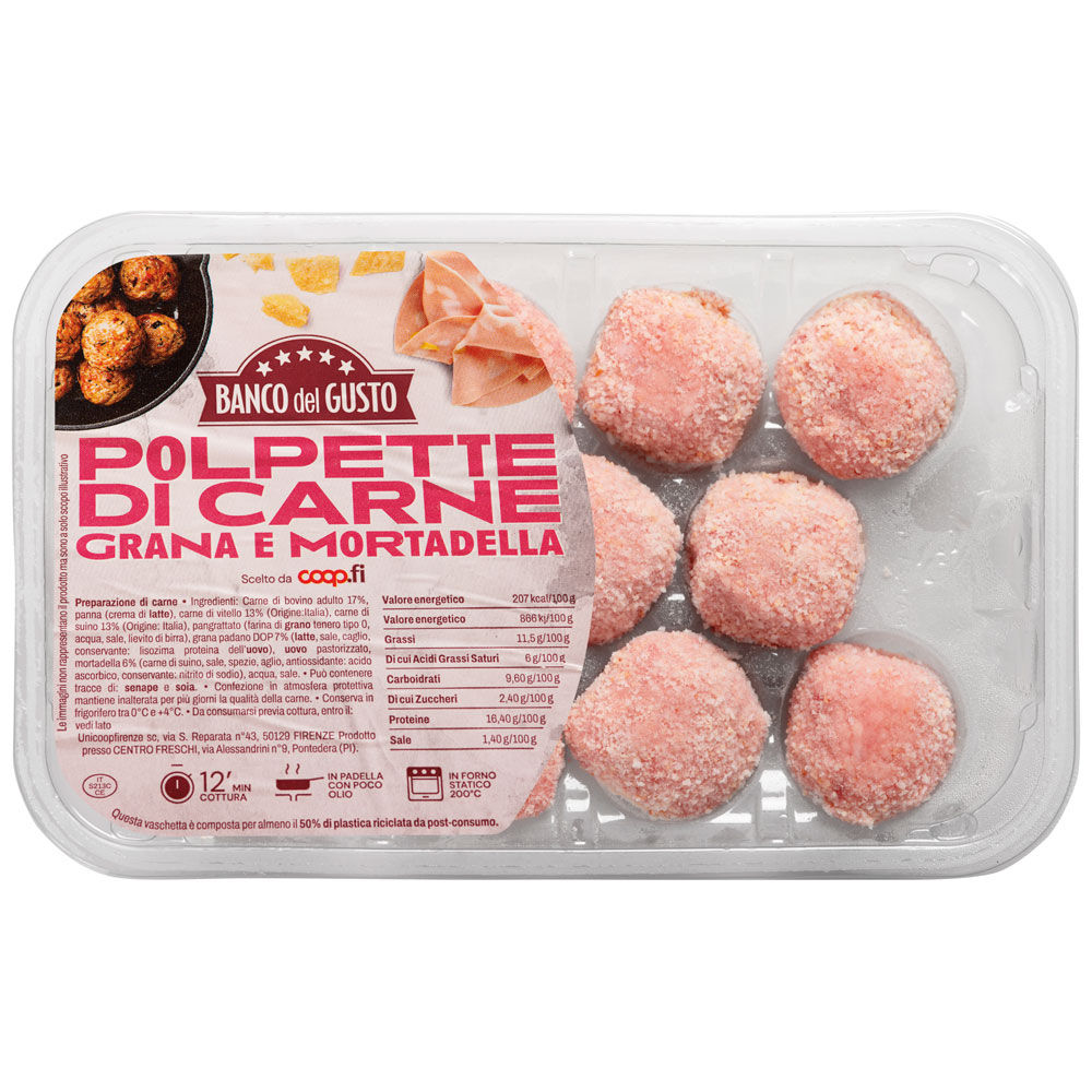 Polpette impanate di bovino e suino con grana e mortadella