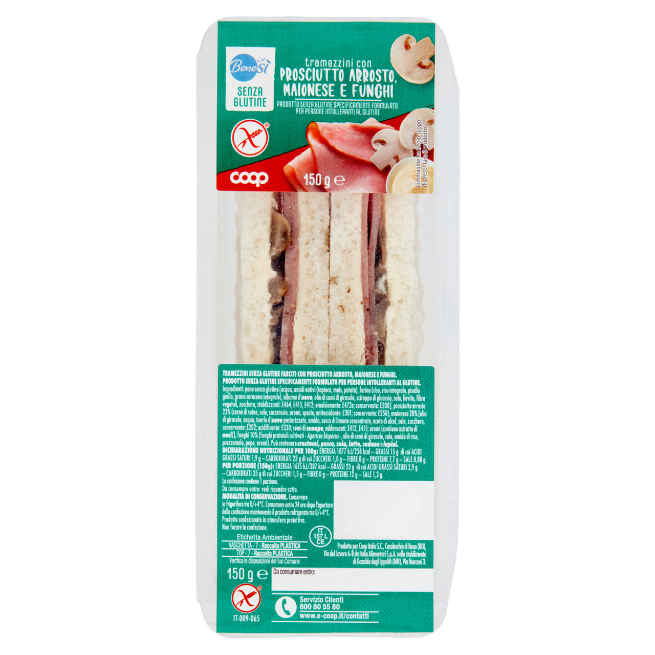 Tramezzini farciti con prosciutto arrosto maionese e funghi 150 gr - Immagine 01