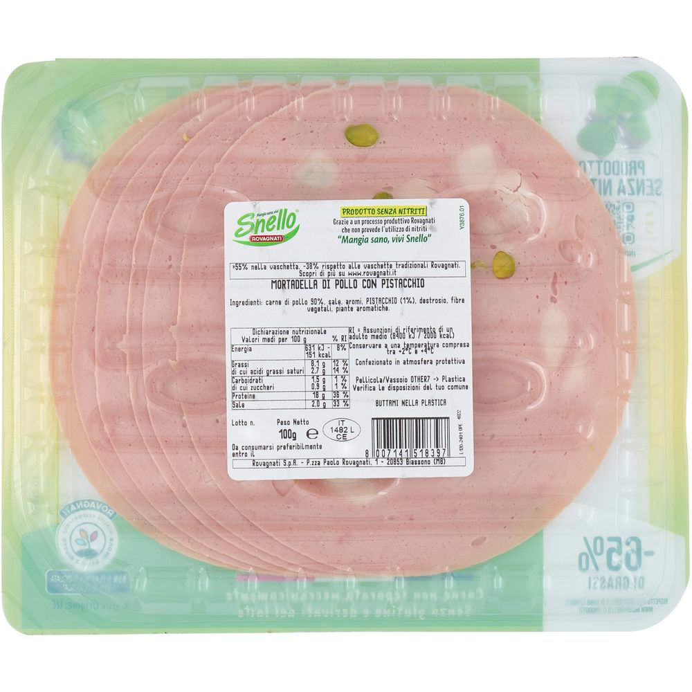 Mortadella di pollo con pistacchio affettata 100 gr - Immagine 71