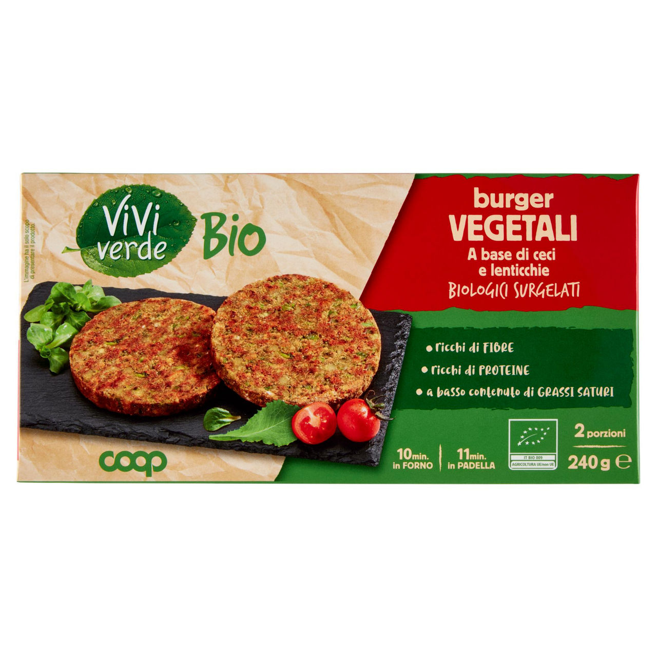Burger vegetali di ceci e lenticchie bio surgelati 240 gr