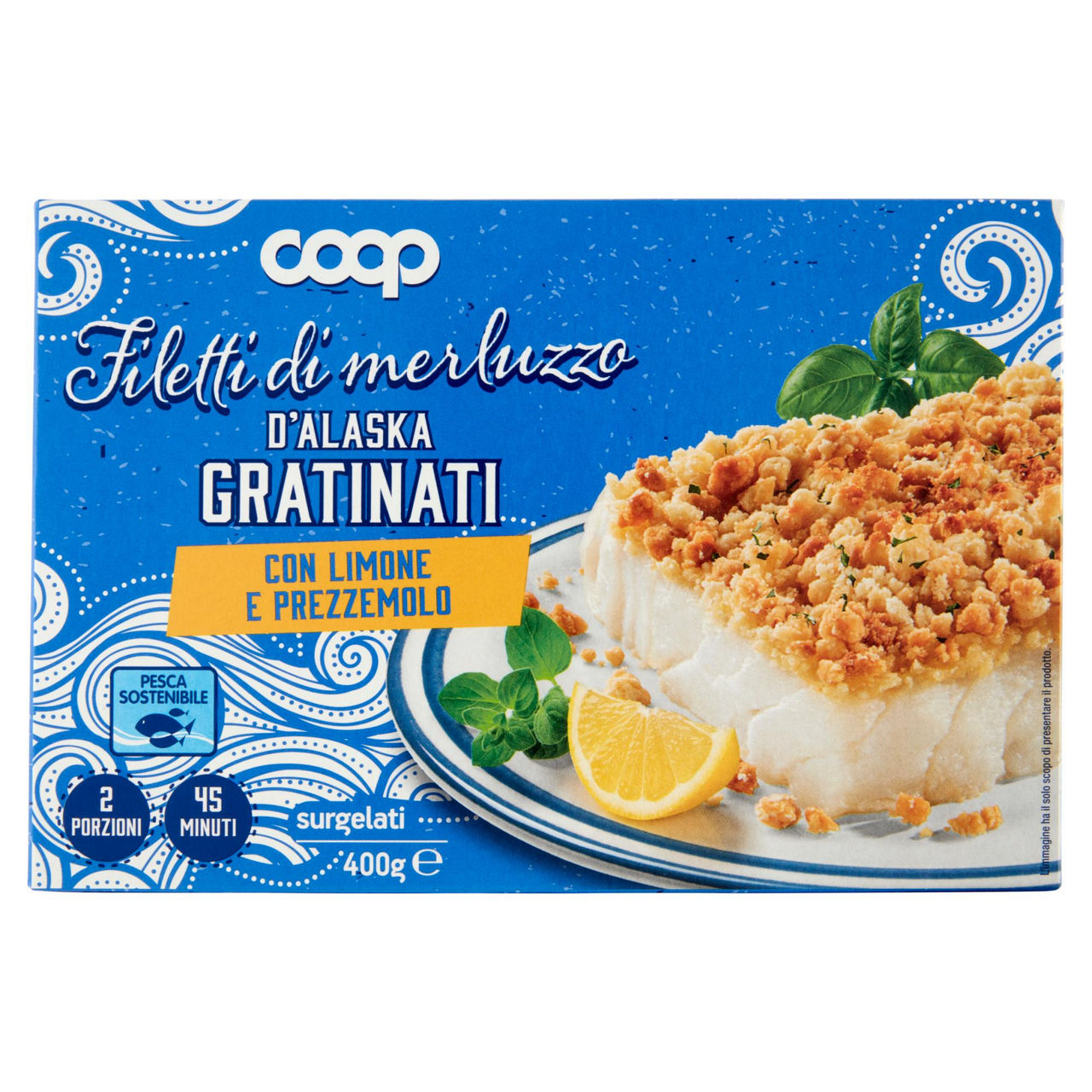 Filetti di merluzzo d'Alaska gratinati con limone e prezzemolo surgelati 400 gr