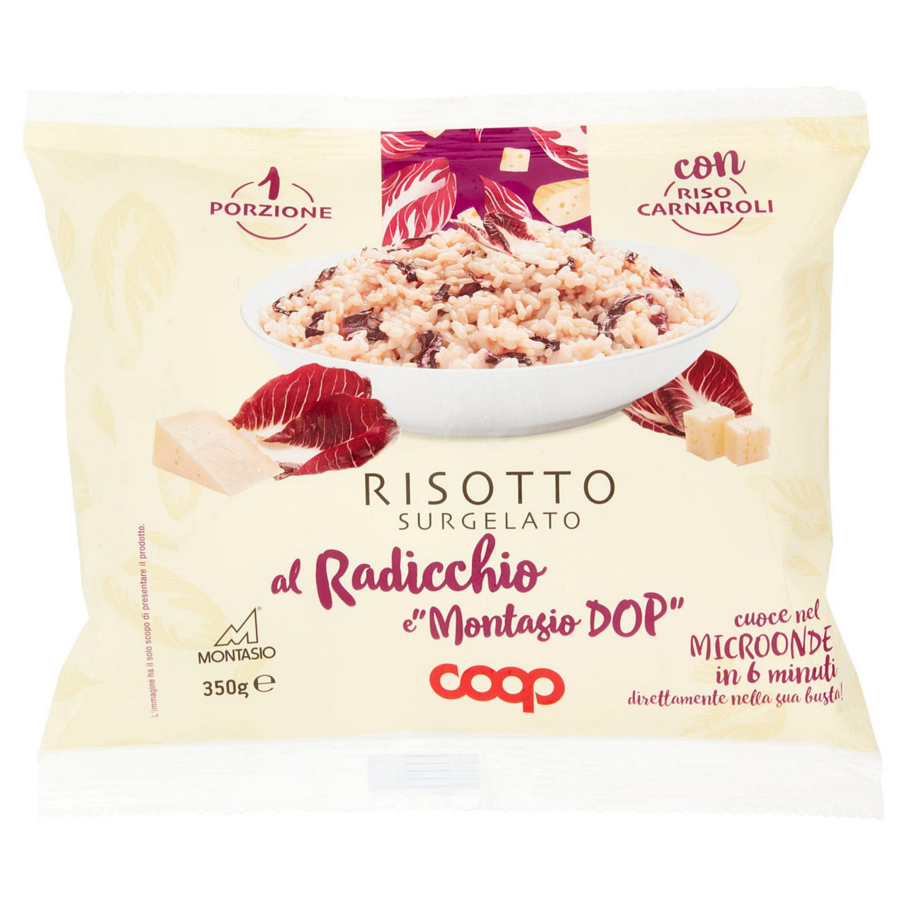 Risotto al radicchio rosso e Formaggio Montasio DOP surgelato 350 gr - Immagine 01