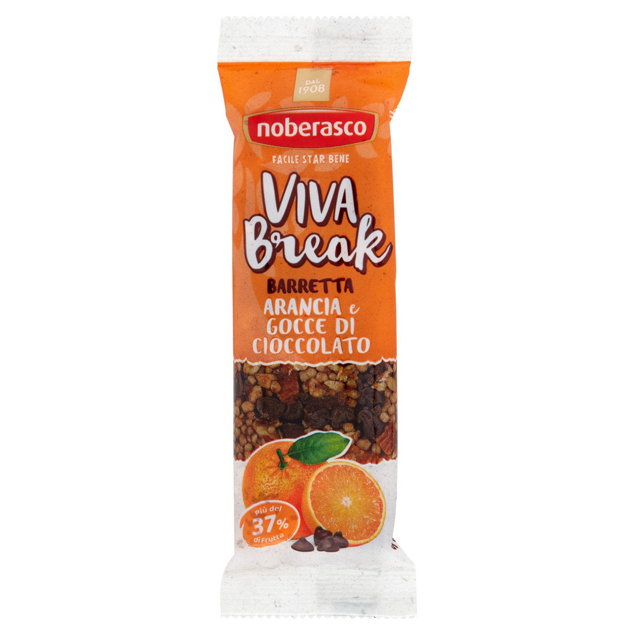 Barretta di cereali e frutta secca con arancia e gocce di cioccolato 30 gr - Immagine 01