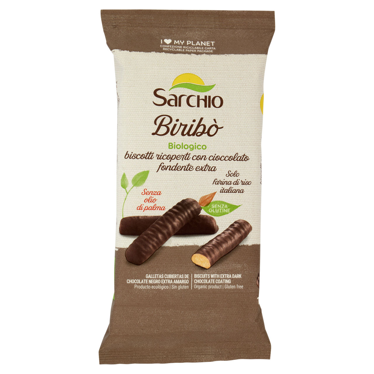 Biscotti ricoperti con cioccolato fondente extra Biribò bio 130 gr - Immagine 01