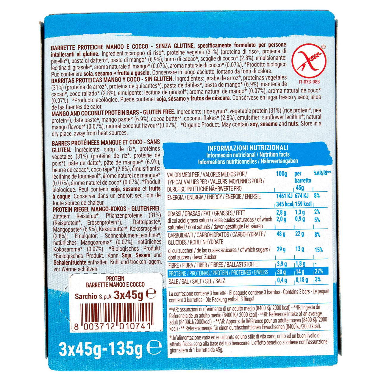 Barrette proteiche mango e cocco bio 135 gr - Immagine 41