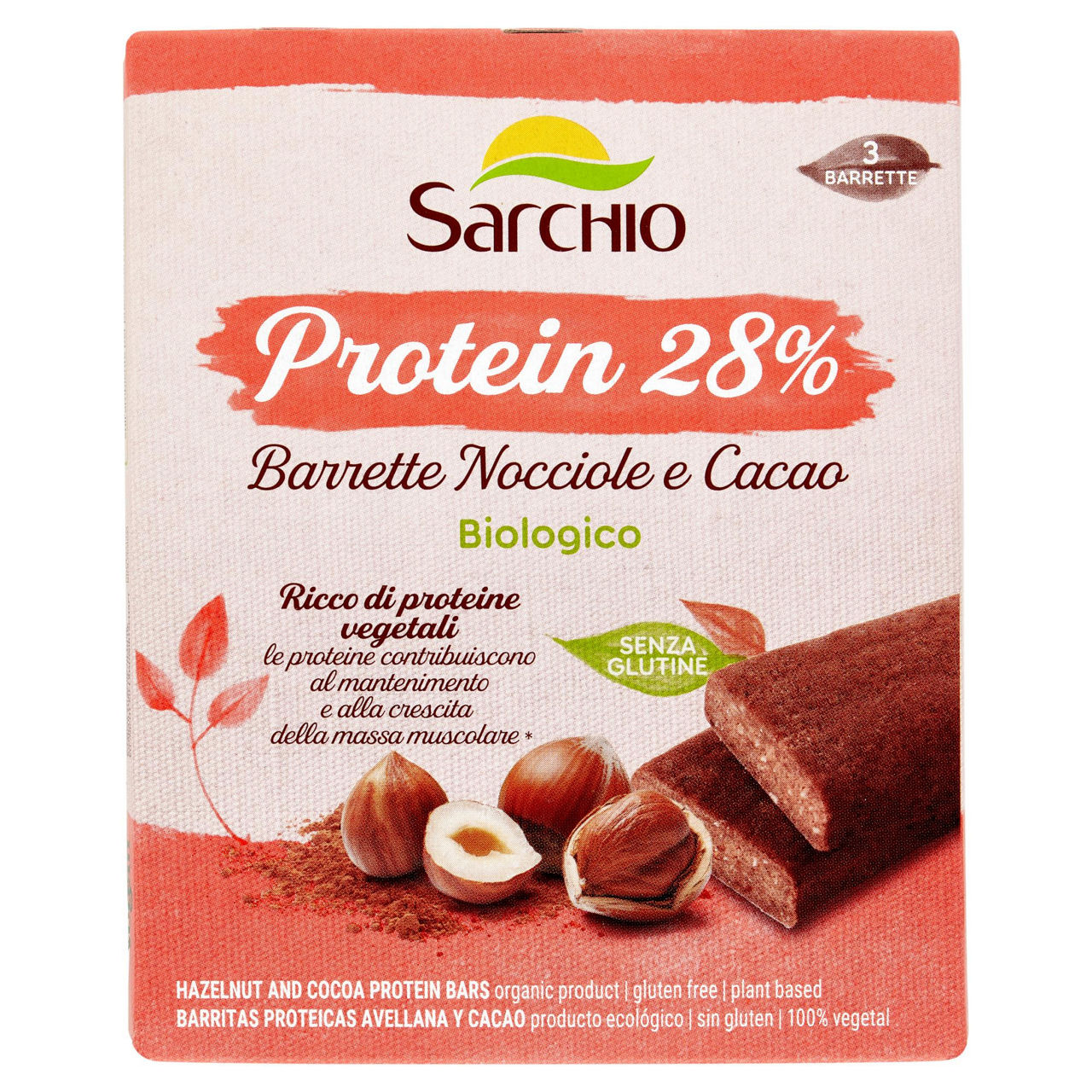 Barrette proteiche nocciole e cacao bio 135 gr