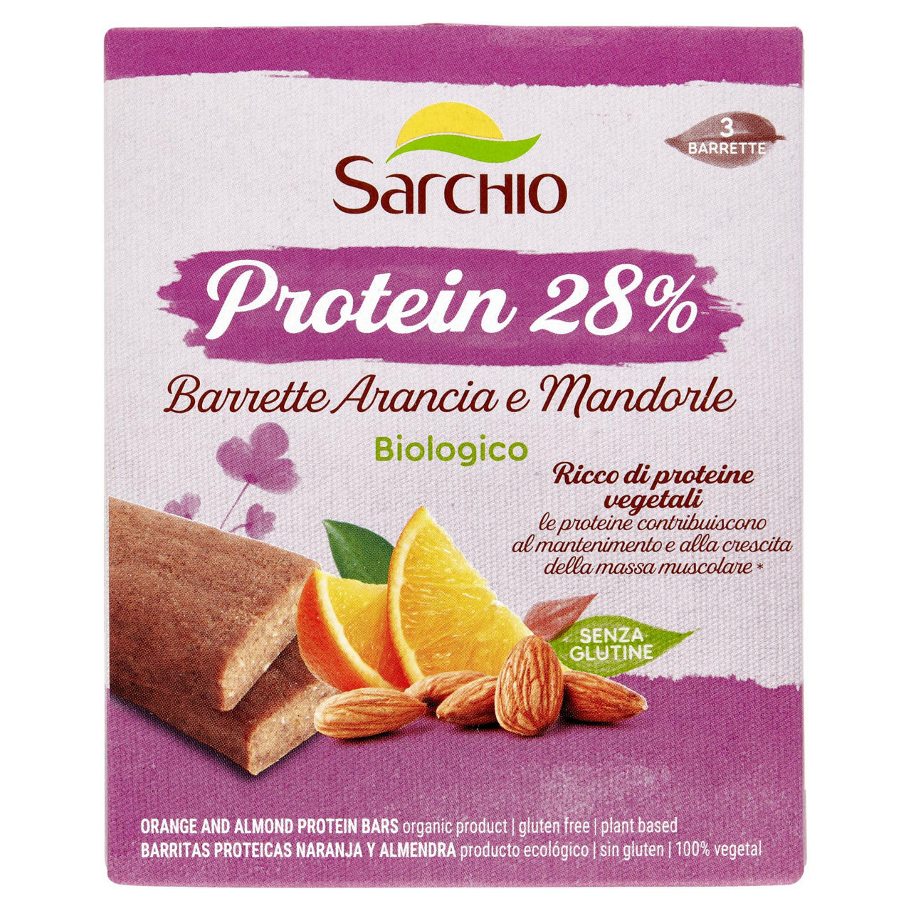 Barretta proteiche arancia e mandorle bio 135 gr