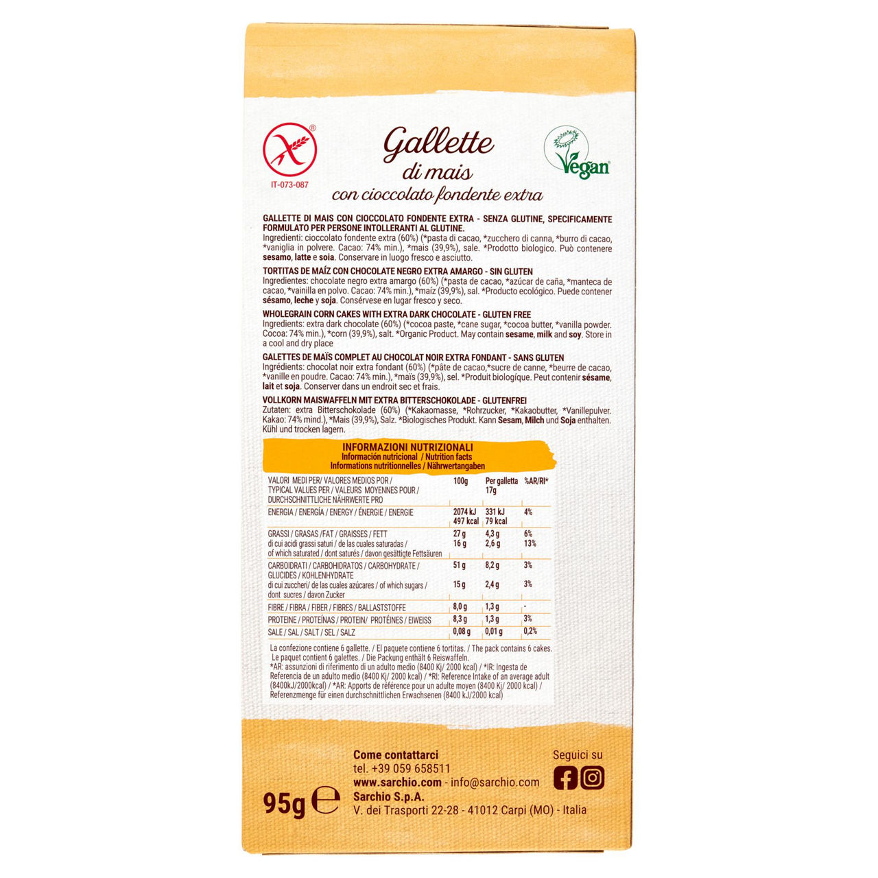 Gallette di mais con cioccolato fondente extra bio 95 gr - Immagine 41