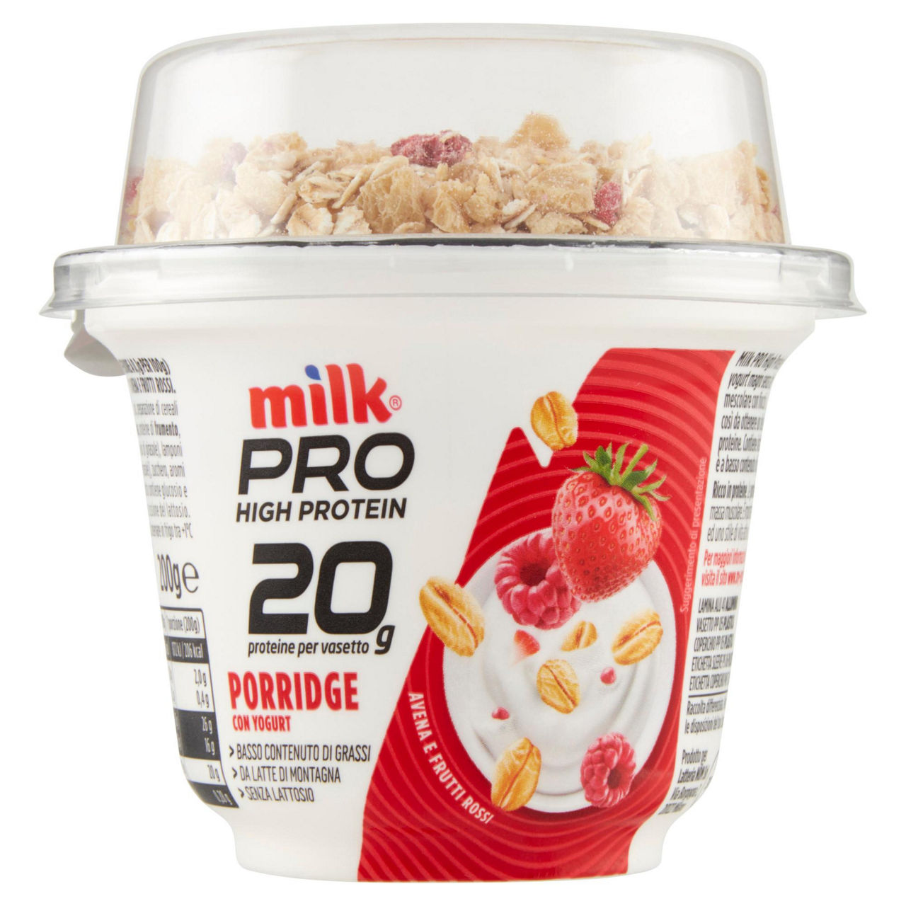 Yogurt proteico versione porridge con avena e frutti rossi 200 gr - Immagine 01