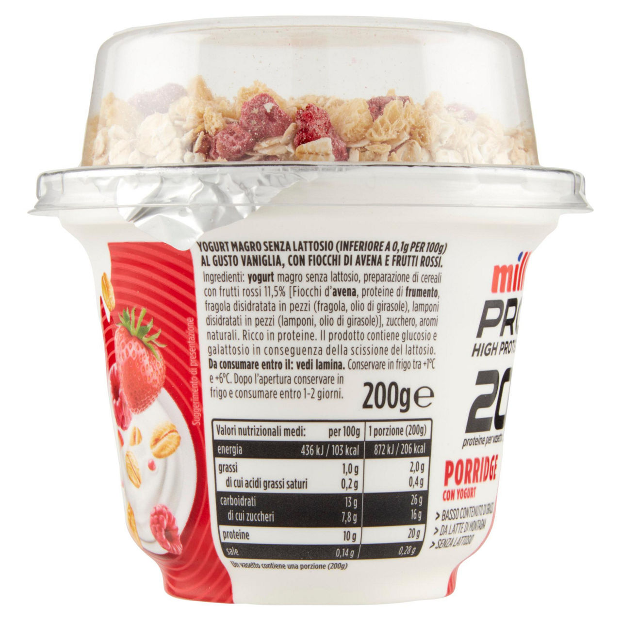 Yogurt proteico versione porridge con avena e frutti rossi 200 gr - Immagine 31