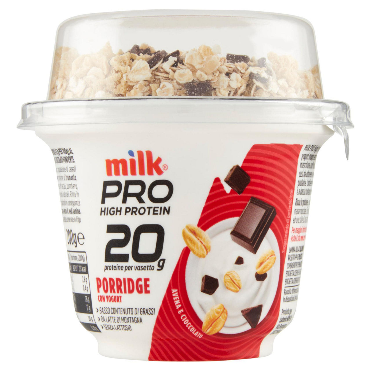 Yogurt magro proteico con fiocchi d'avena e cioccolato 200 gr - Immagine 01