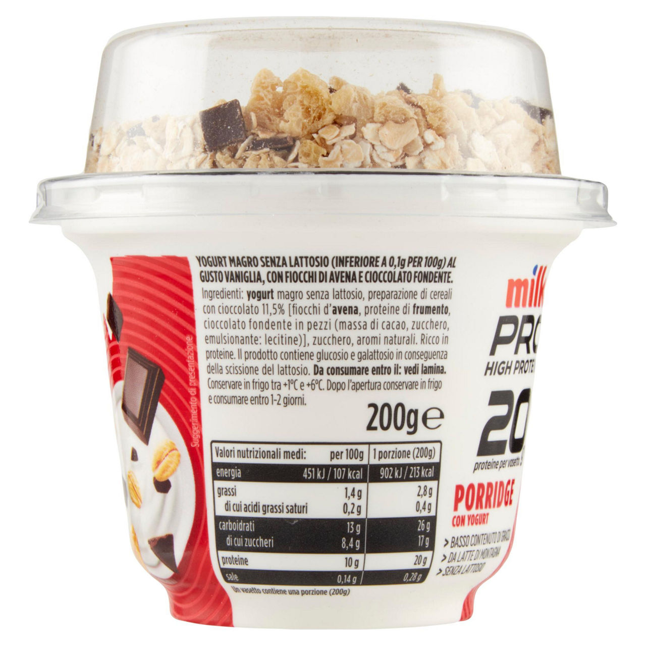Yogurt magro proteico con fiocchi d'avena e cioccolato 200 gr - Immagine 41