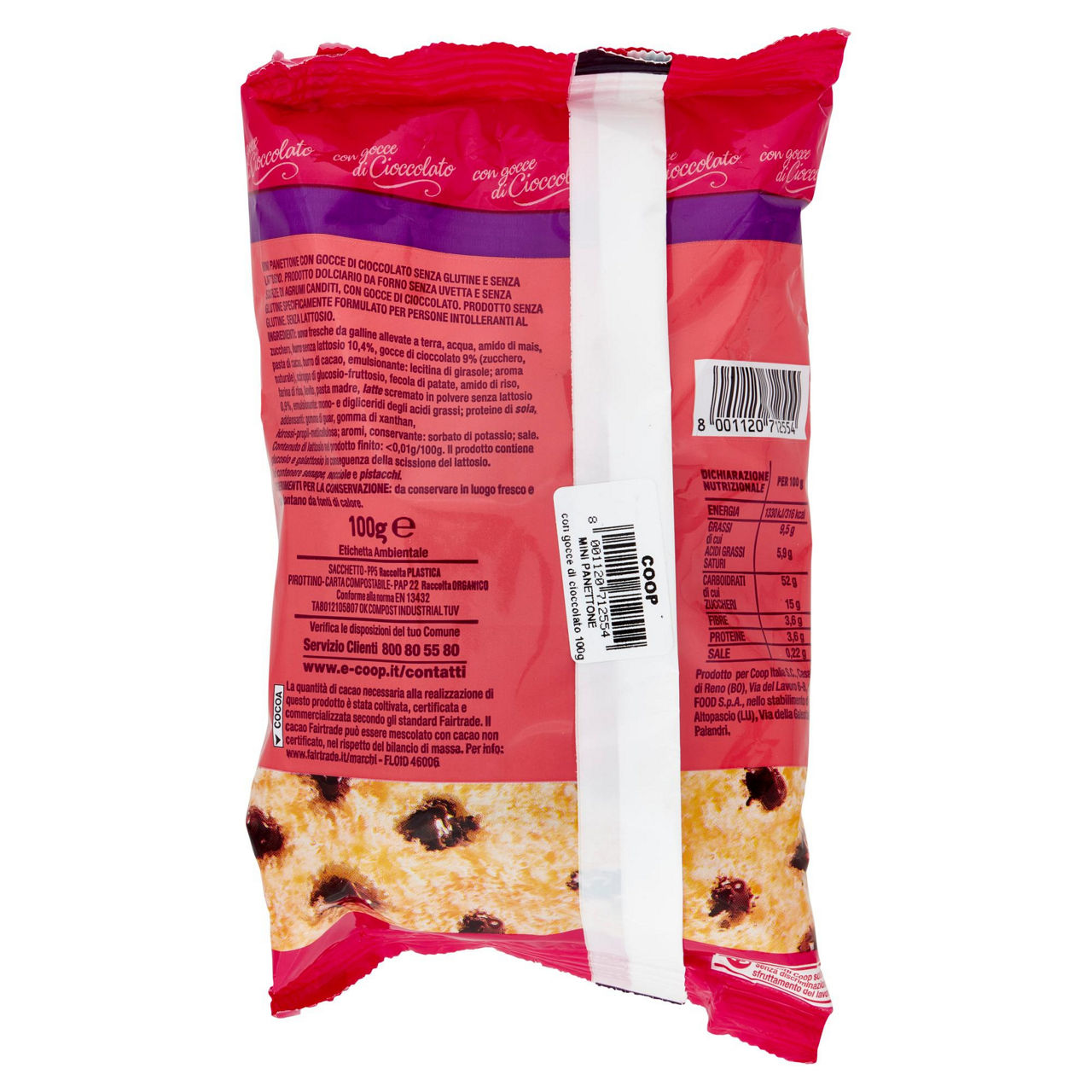 Mini panettone con gocce di cioccolato senza glutine e lattosio 100 gr - 1