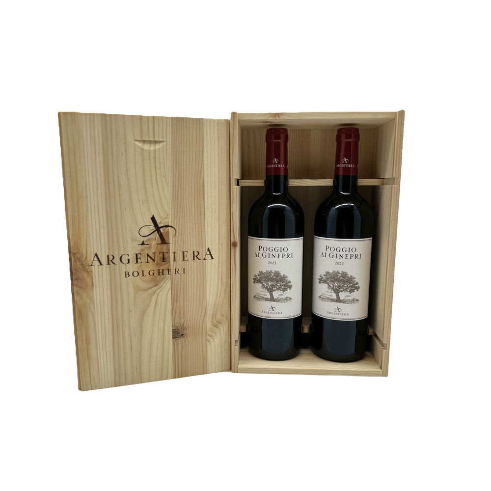 Cassetta di legno Argentiera Bolgheri Poggio ai Ginepri rosso