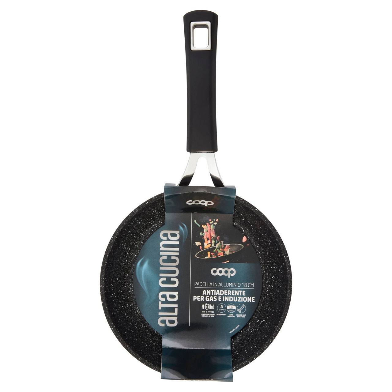 Padella in alluminio alta cucina 18 cm antiaderente per gas e induzione
