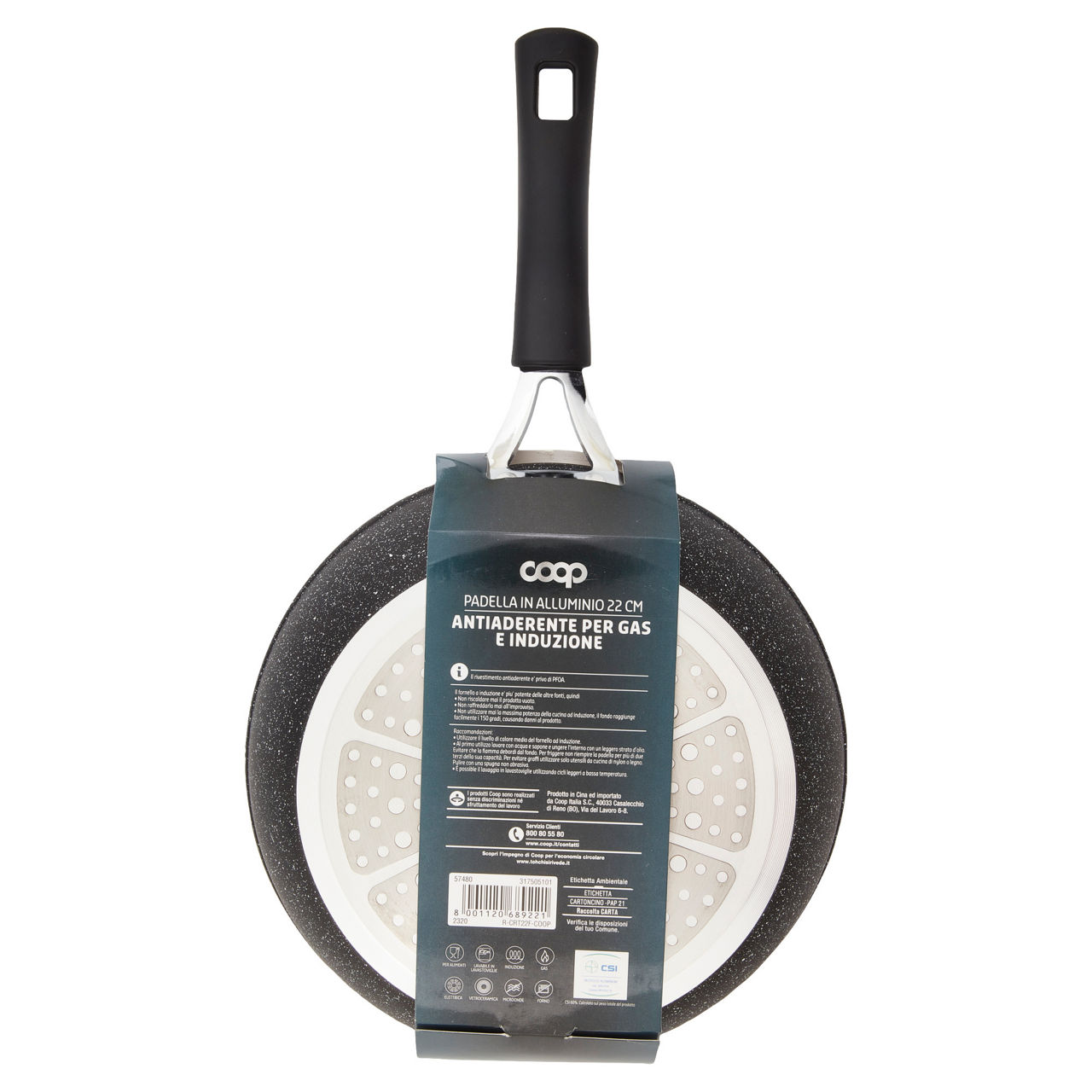Padella in alluminio alta cucina 22 cm antiaderente per gas e induzione - Immagine 11