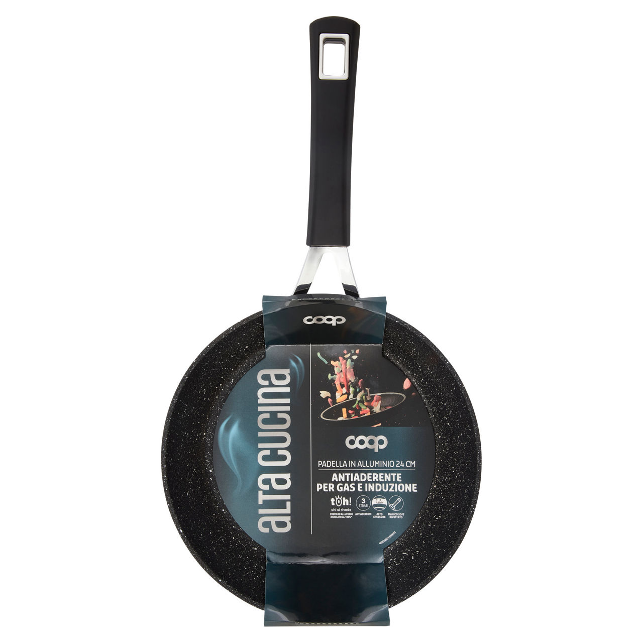 Padella in alluminio alta cucina 24 cm antiaderente per gas e induzione
