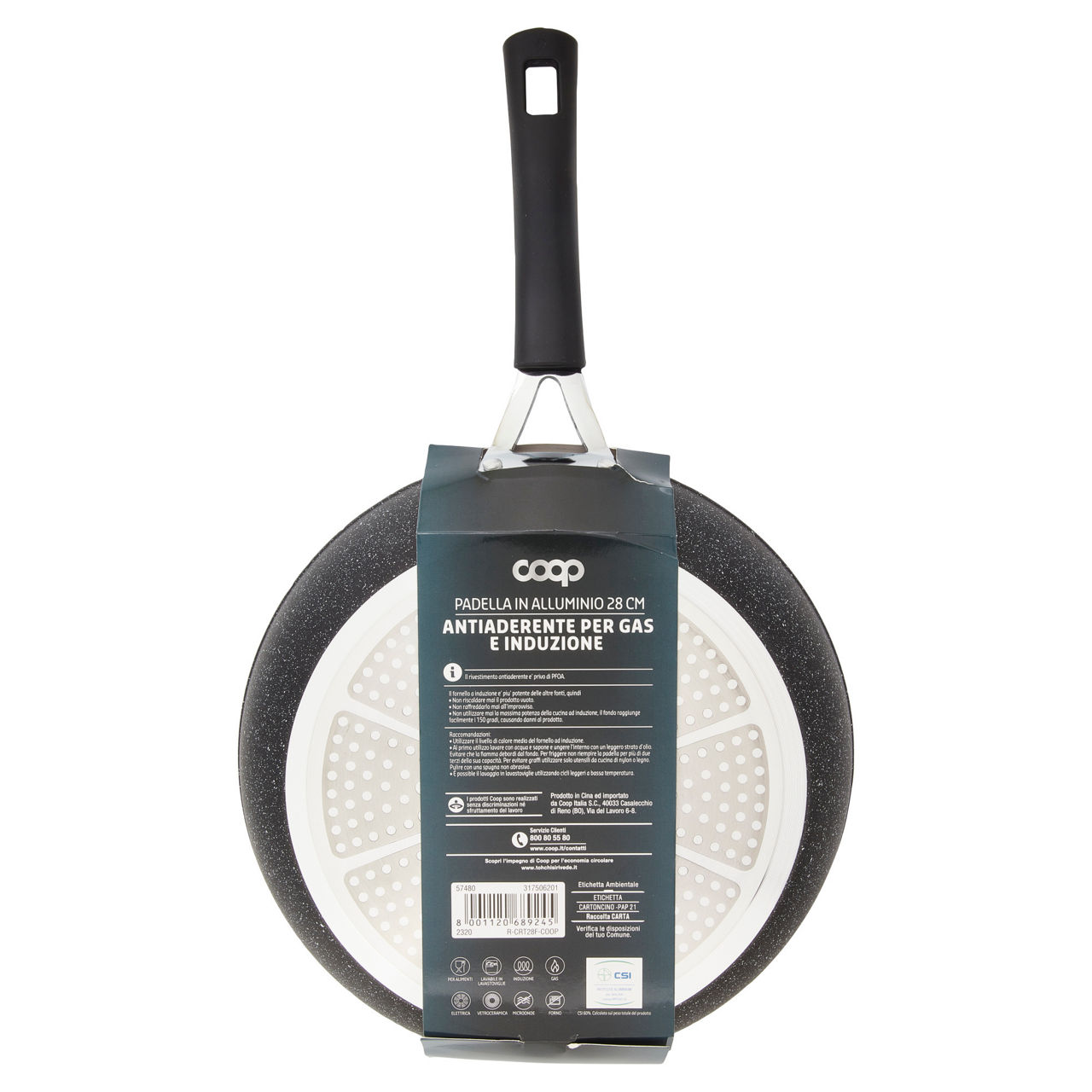 Padella in alluminio alta cucina 28 cm antiaderente per gas e induzione - Immagine 11