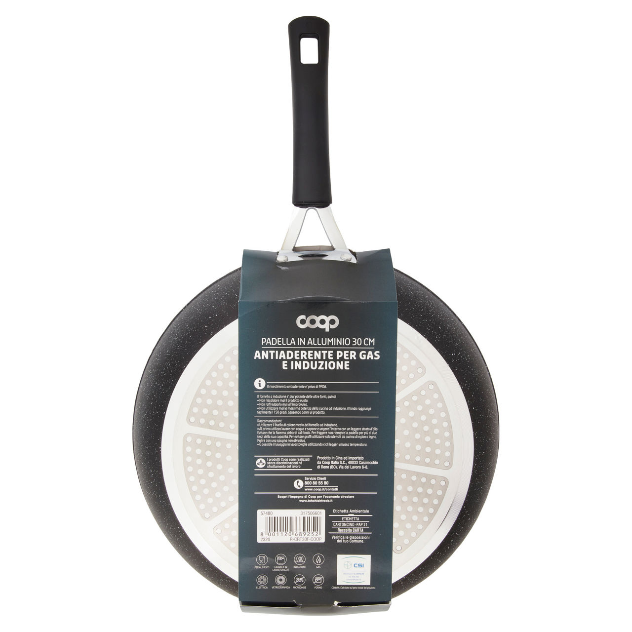 Padella in alluminio alta cucina 30 cm antiaderente per gas e induzione - Immagine 11