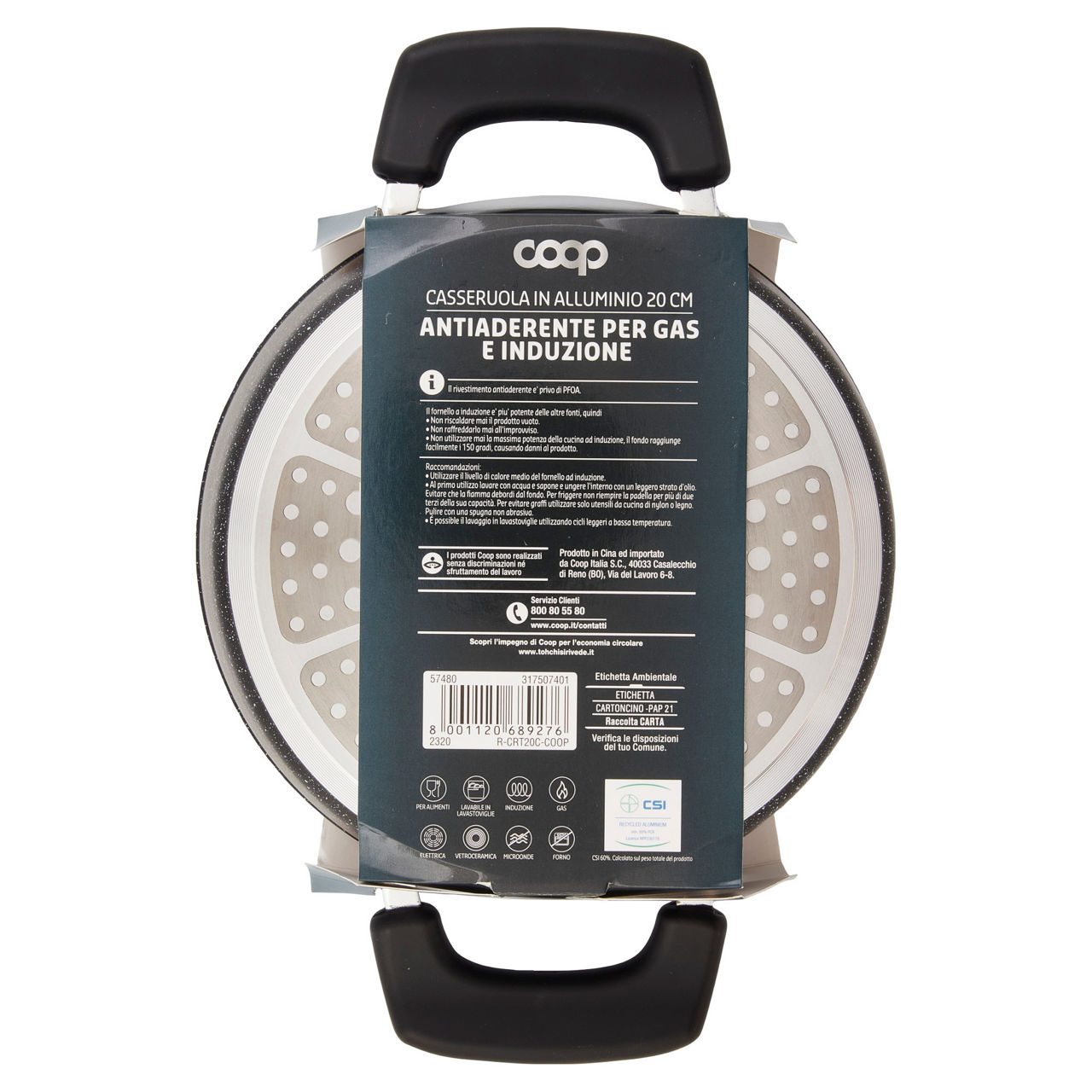 Casseruola 2 manici in alluminio alta cucina 20 cm antiaderente per gas e induzione - Immagine 21