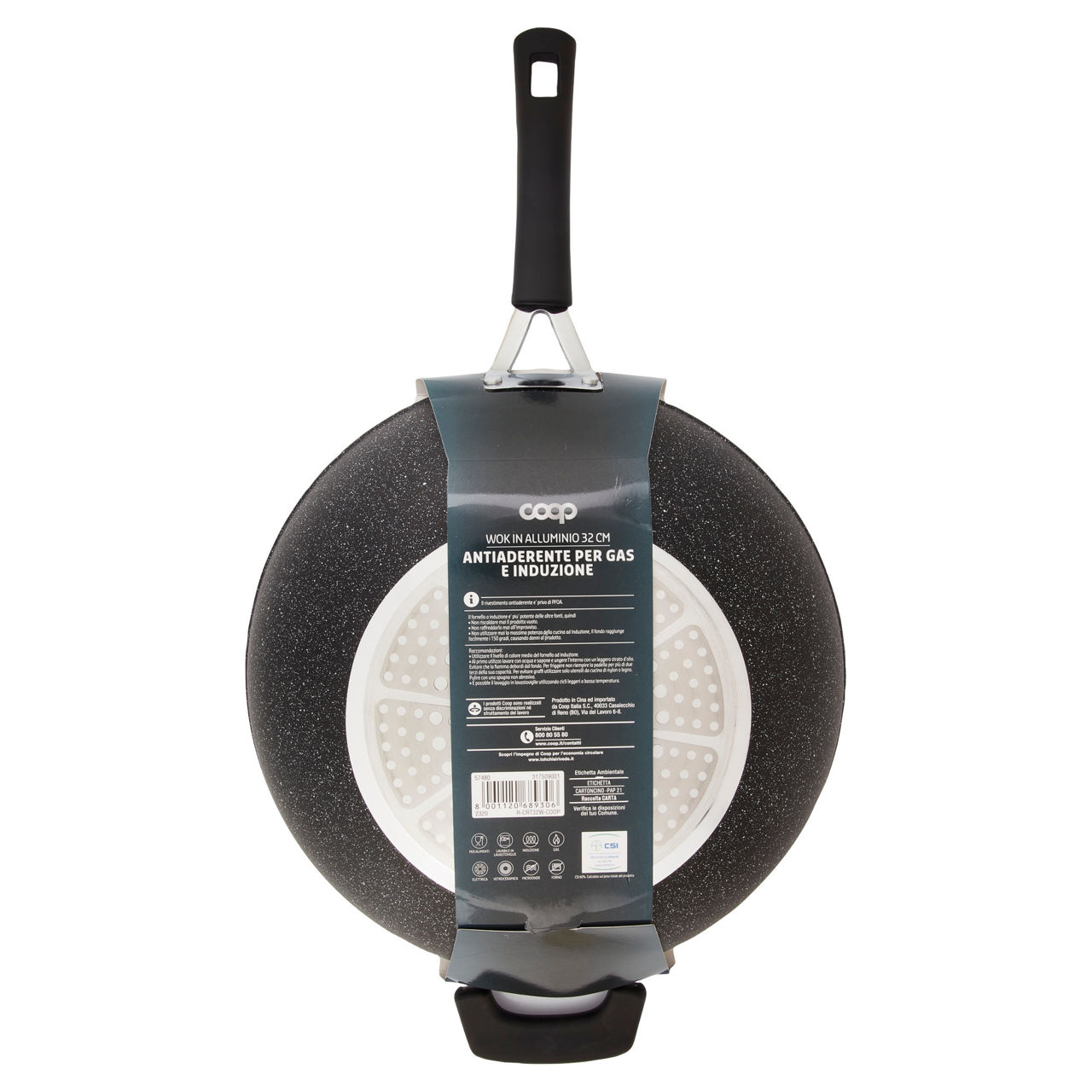 Wok in alluminio alta cucina 32 cm antiaderente per gas e induzione - Immagine 21