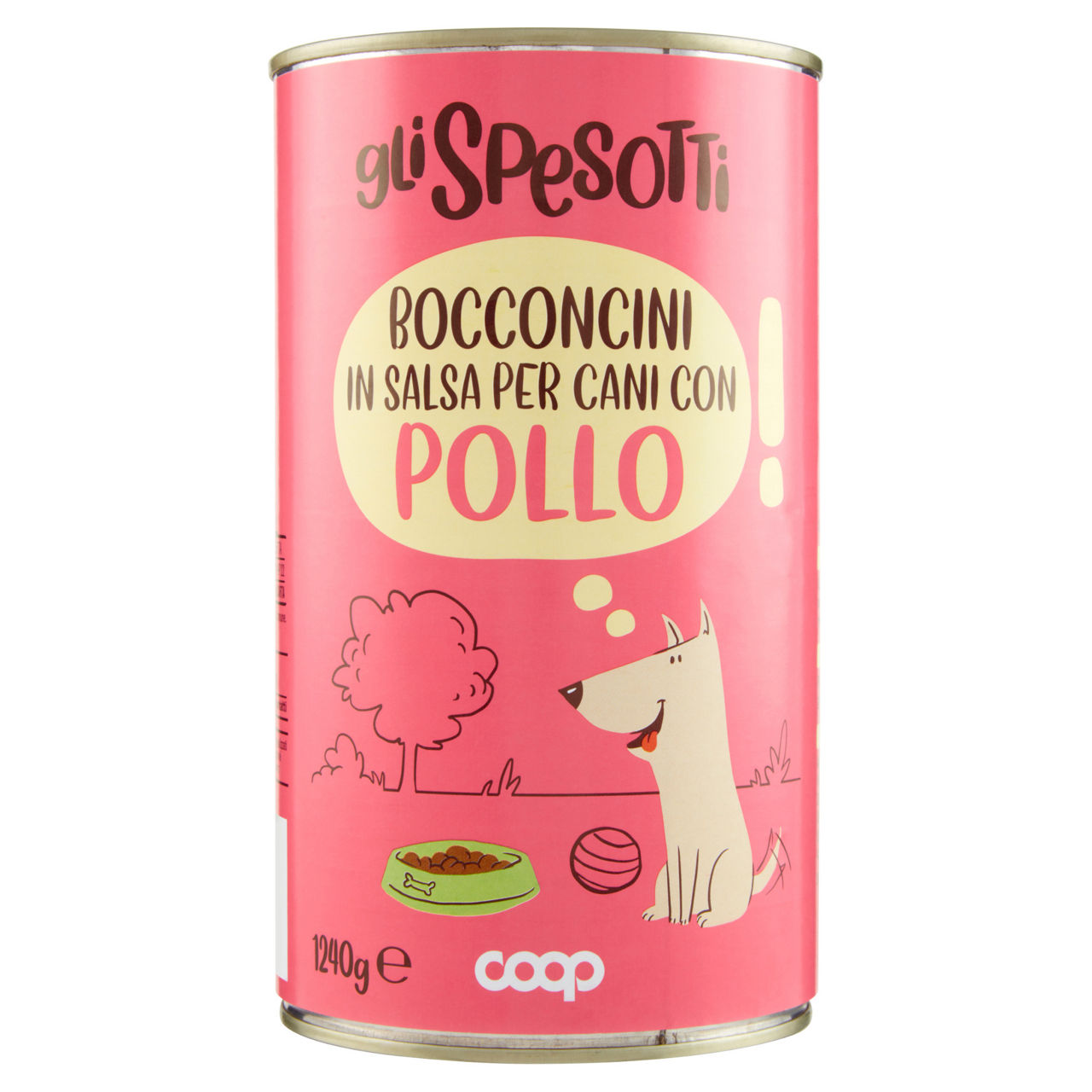 Umido cane bocconcini per cani pollo lattina coop kg 1,24
