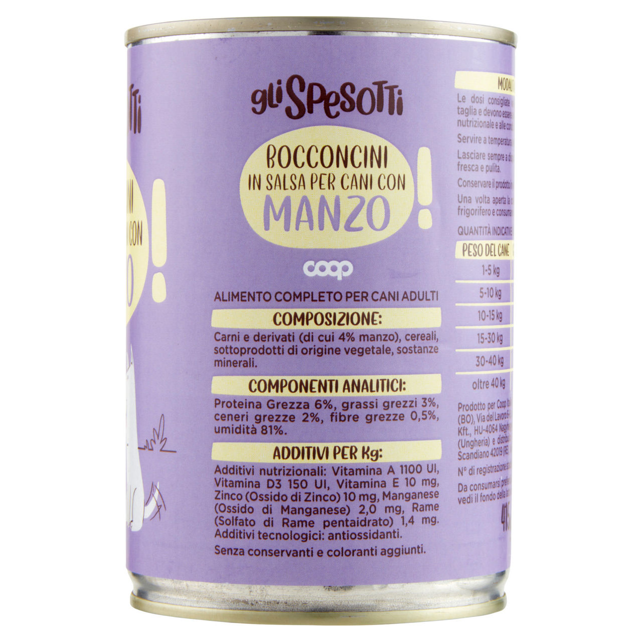 Umido cane bocconcini per cani manzo lattina coop g415 - Immagine 41