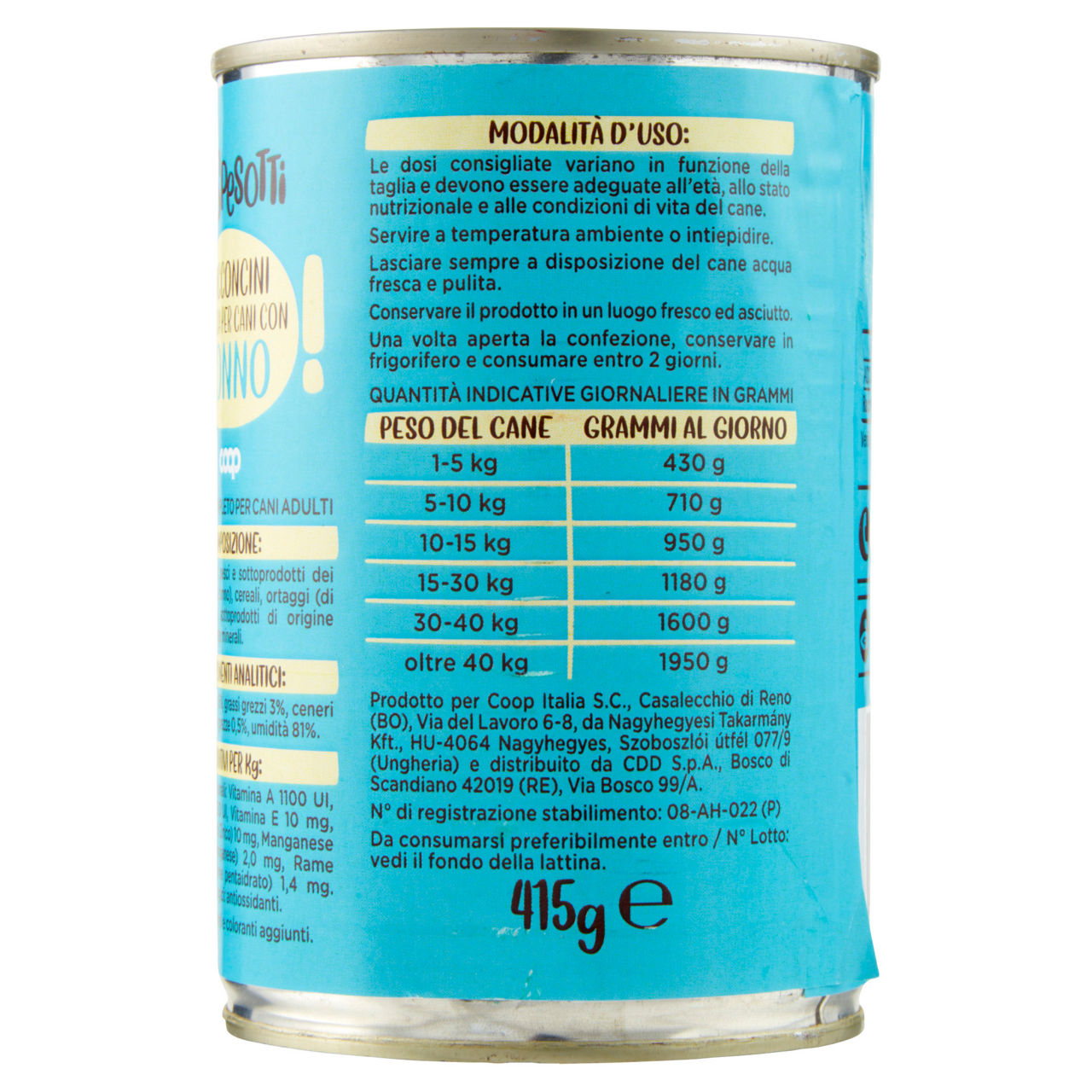 Umido cane bocconcini per cani tonno e carote lattina coop g415 - Immagine 51