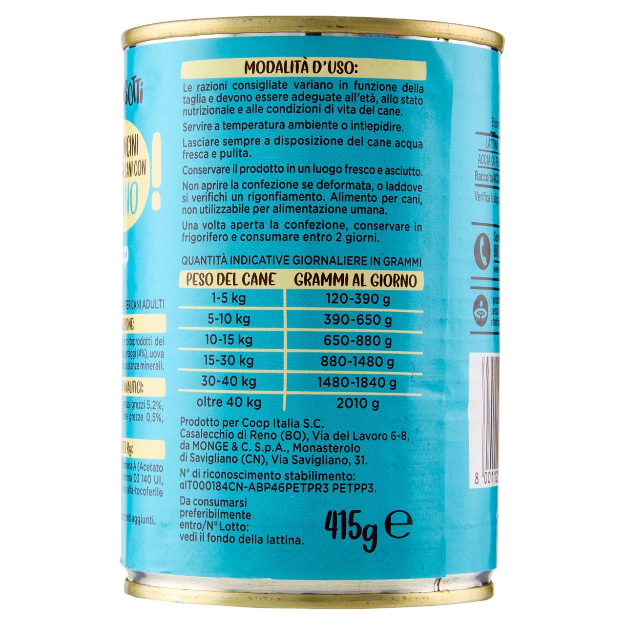 Umido per cani bocconcini tonno e carote 415 gr - Immagine 11