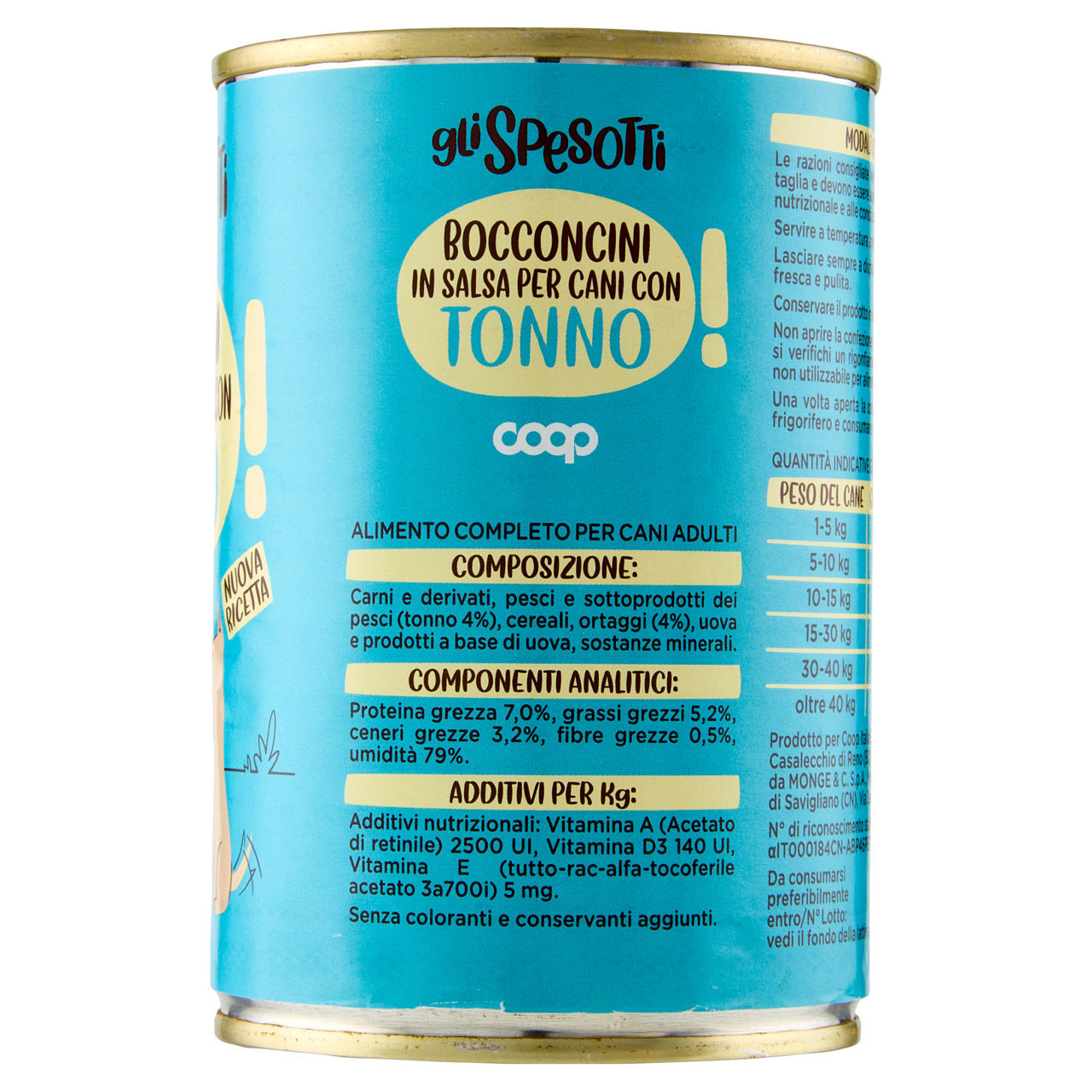 Umido per cani bocconcini tonno e carote 415 gr - Immagine 51
