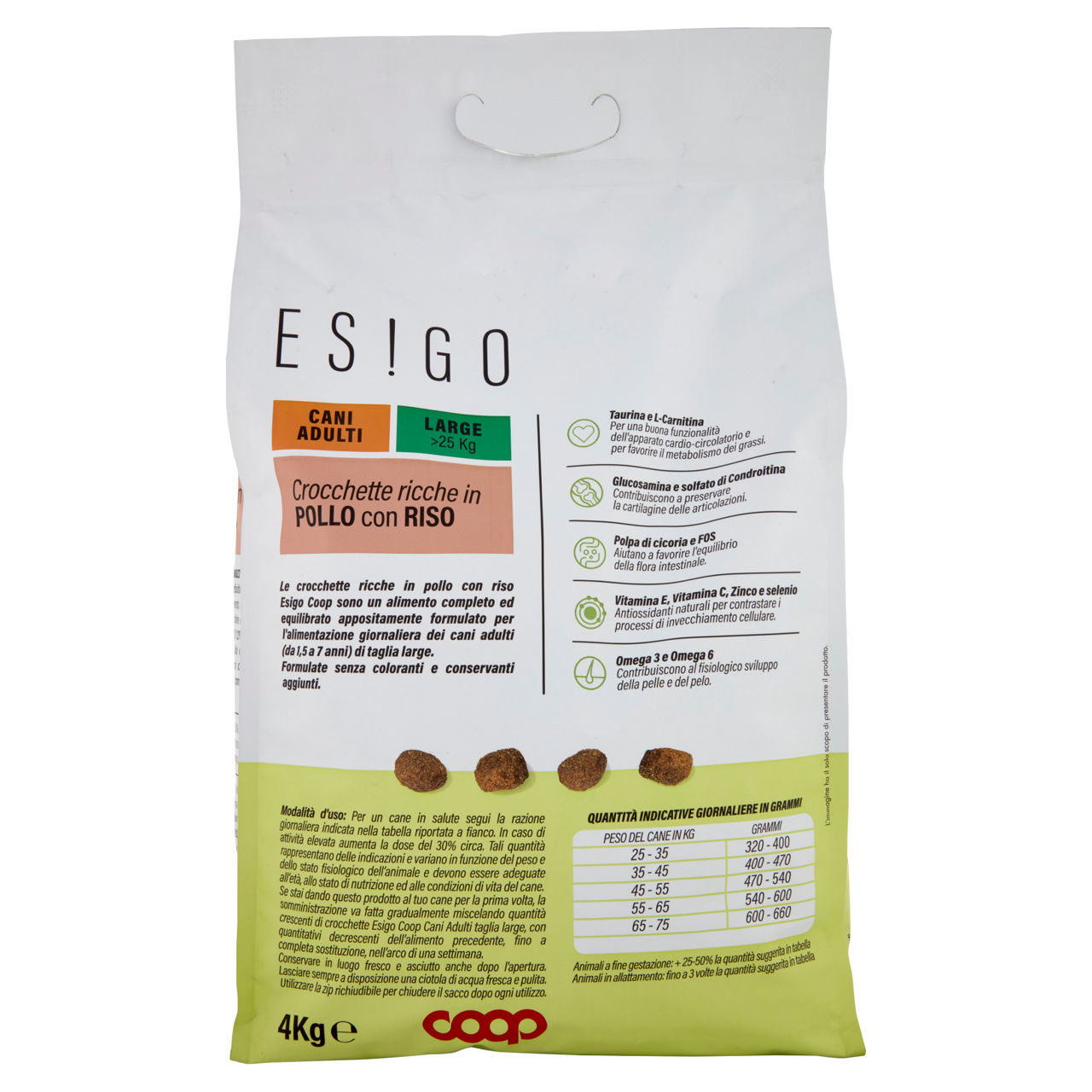 Secco cane crocc.cani adulti tg.large pollo/riso esigo coop kg4 - Immagine 61
