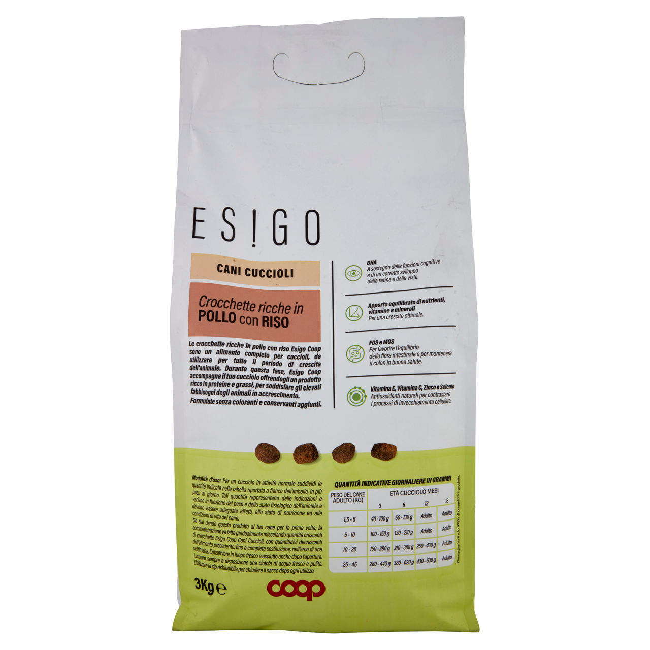 Secco cane crocc.cani cuccioli pollo e riso esigo coop kg 3 - Immagine 11