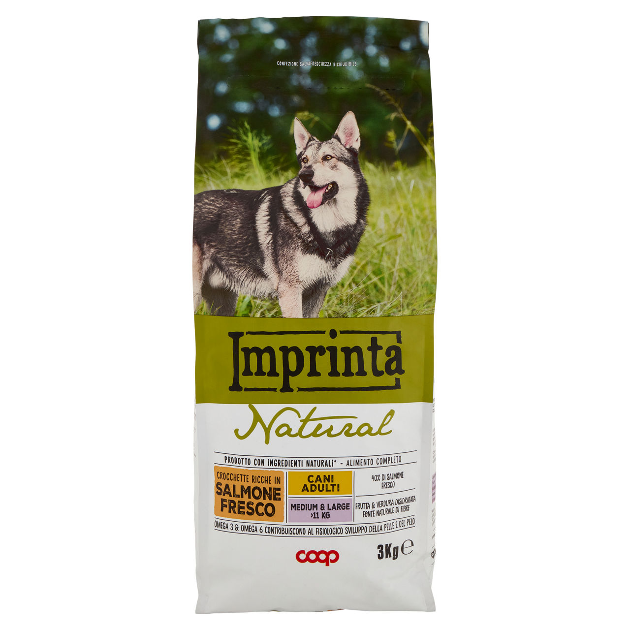 Secco cane crocchette naturali salmone tg.med/large cane imprinta coop kg3 - Immagine 01