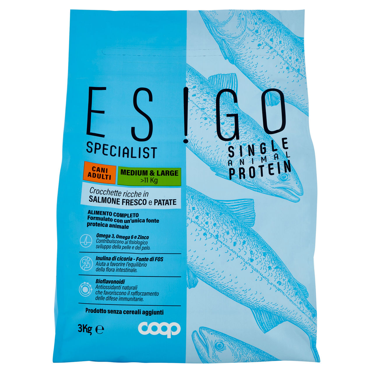 Secco cane crocc.cani adulti monopr.salm/patate tg.med/large esigo spec coop kg3 - Immagine 01
